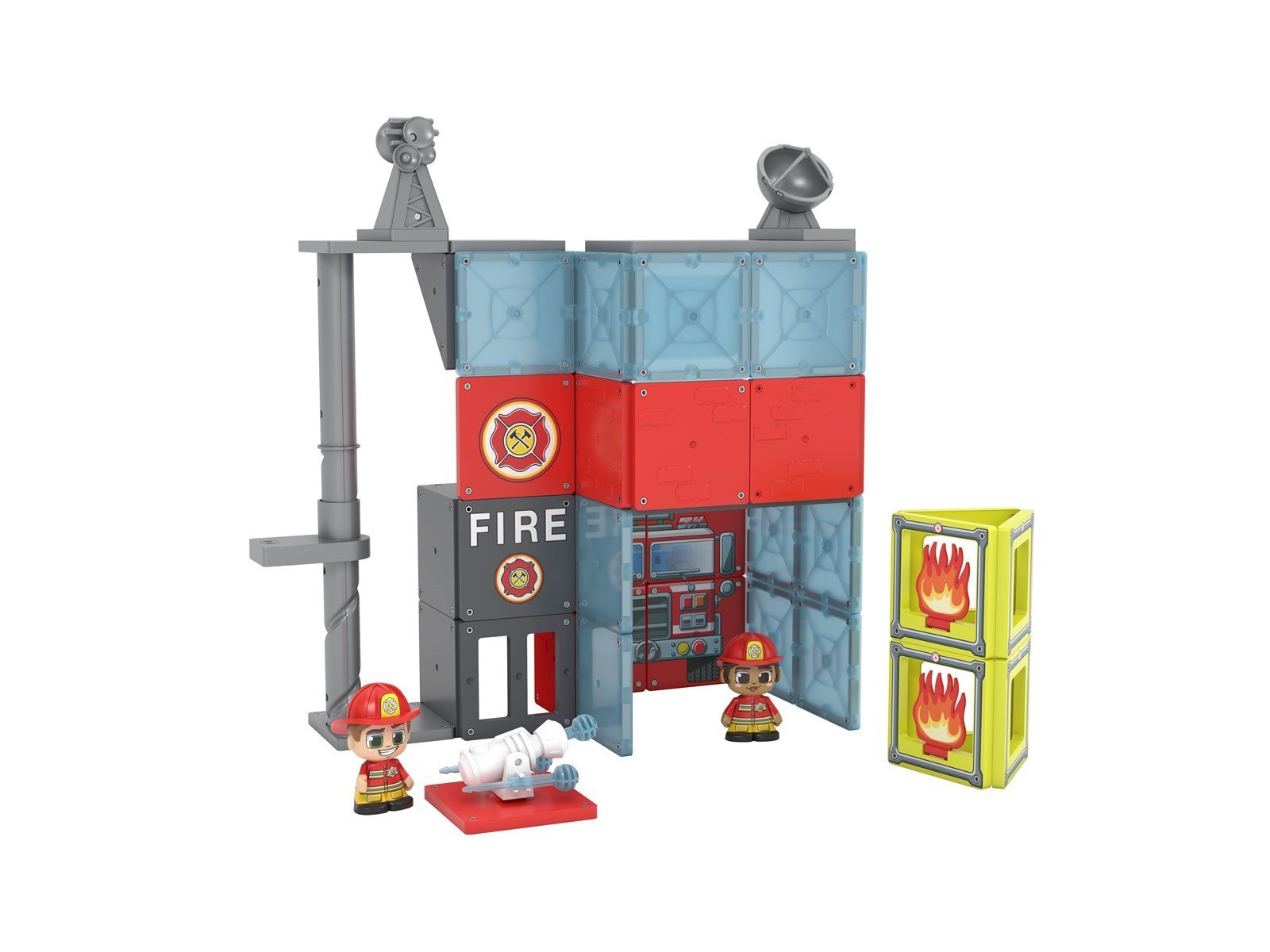 Tile Town Fire Station Magnetic Tiles Playset 46 pcs