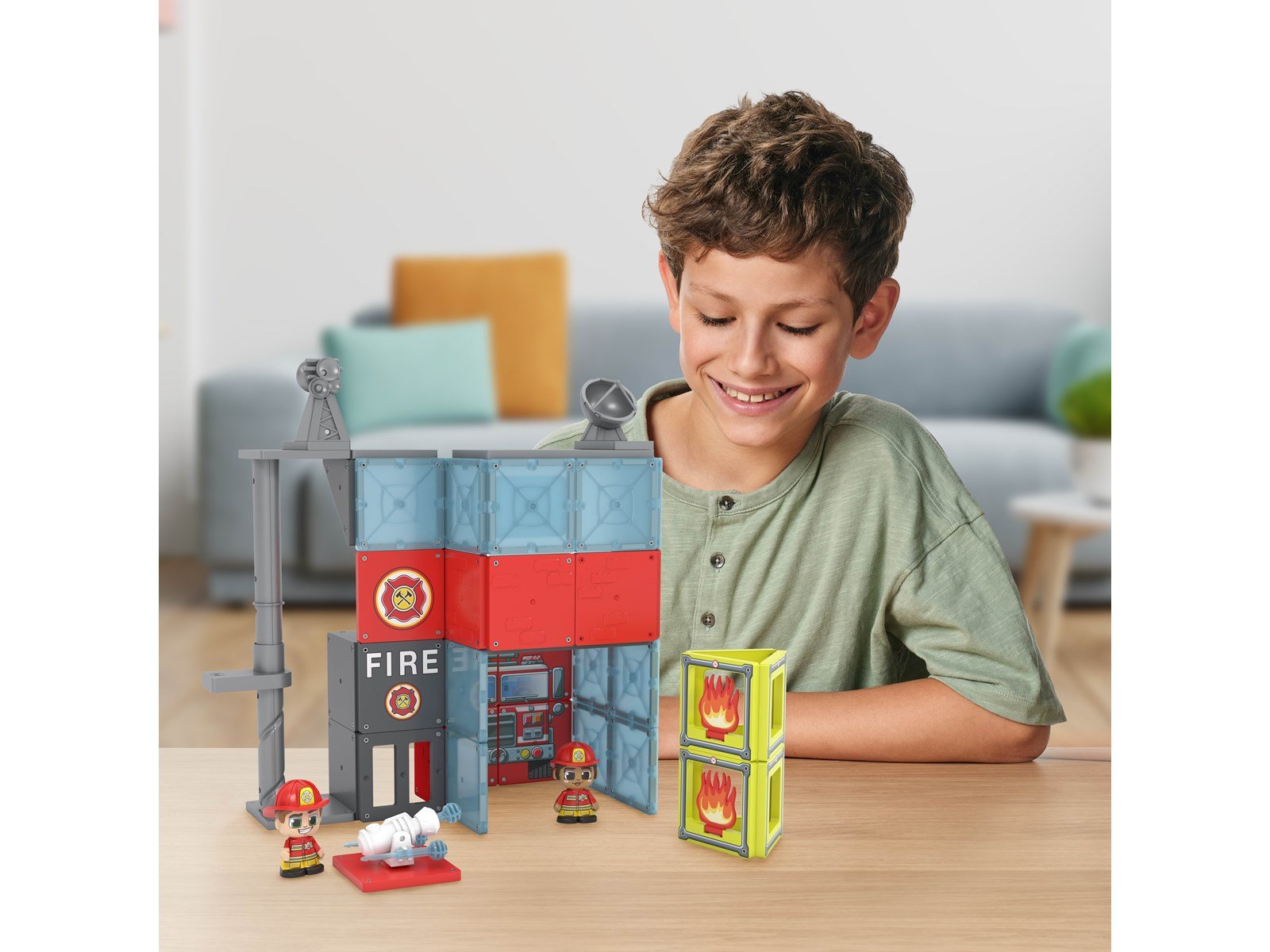 Tile Town Fire Station Magnetic Tiles Playset 46 pcs
