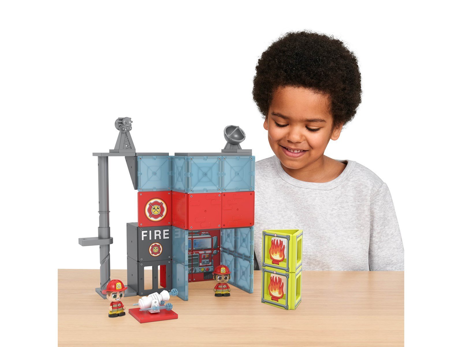 Tile Town Fire Station Magnetic Tiles Playset 46 pcs