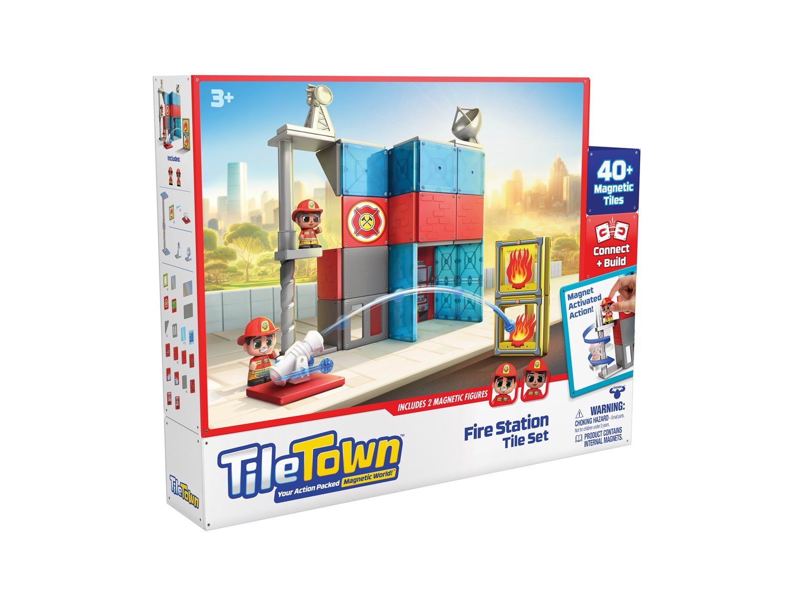 Tile Town Fire Station Magnetic Tiles Playset 46 pcs