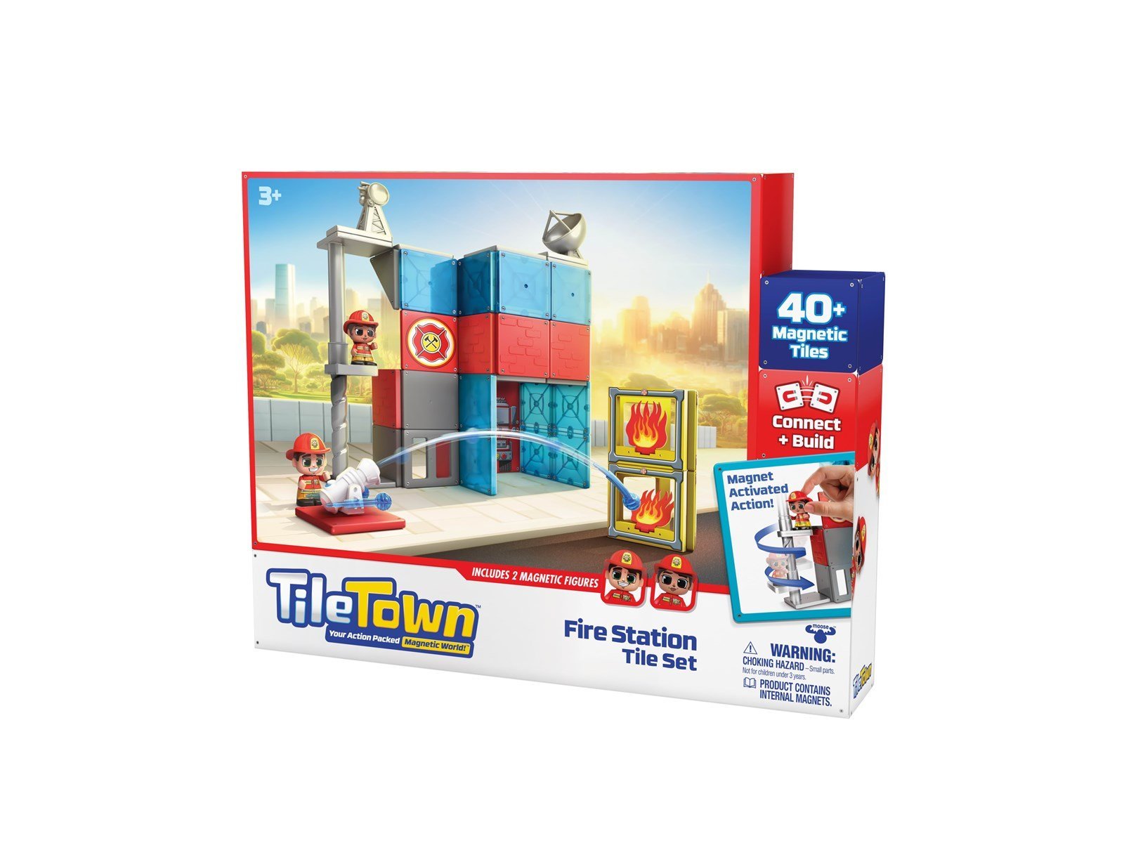 Tile Town Fire Station Magnetic Tiles Playset 46 pcs