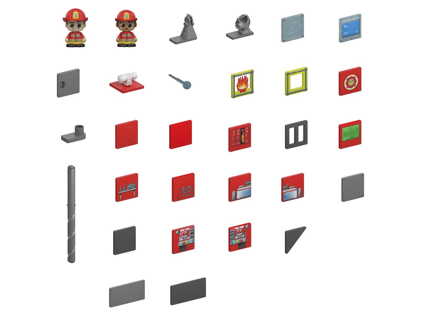 Tile Town Fire Station Magnetic Tiles Playset 46 pcs