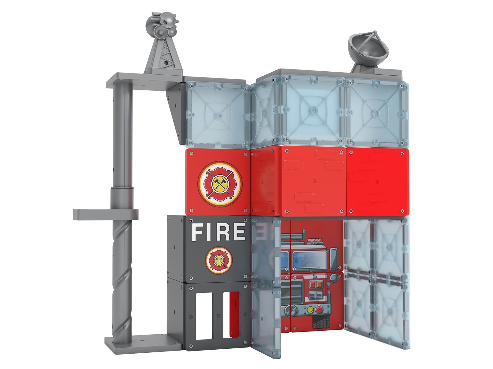Tile Town Fire Station Magnetic Tiles Playset 46 pcs
