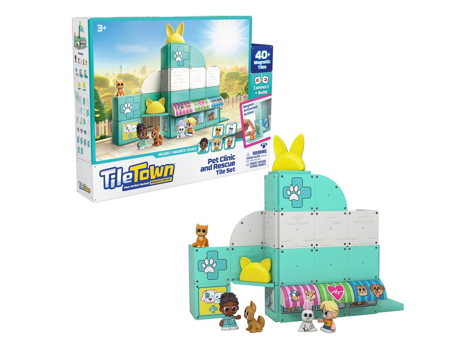 Tile Town Pet Vet Magnetic Tiles Playset 44 pcs