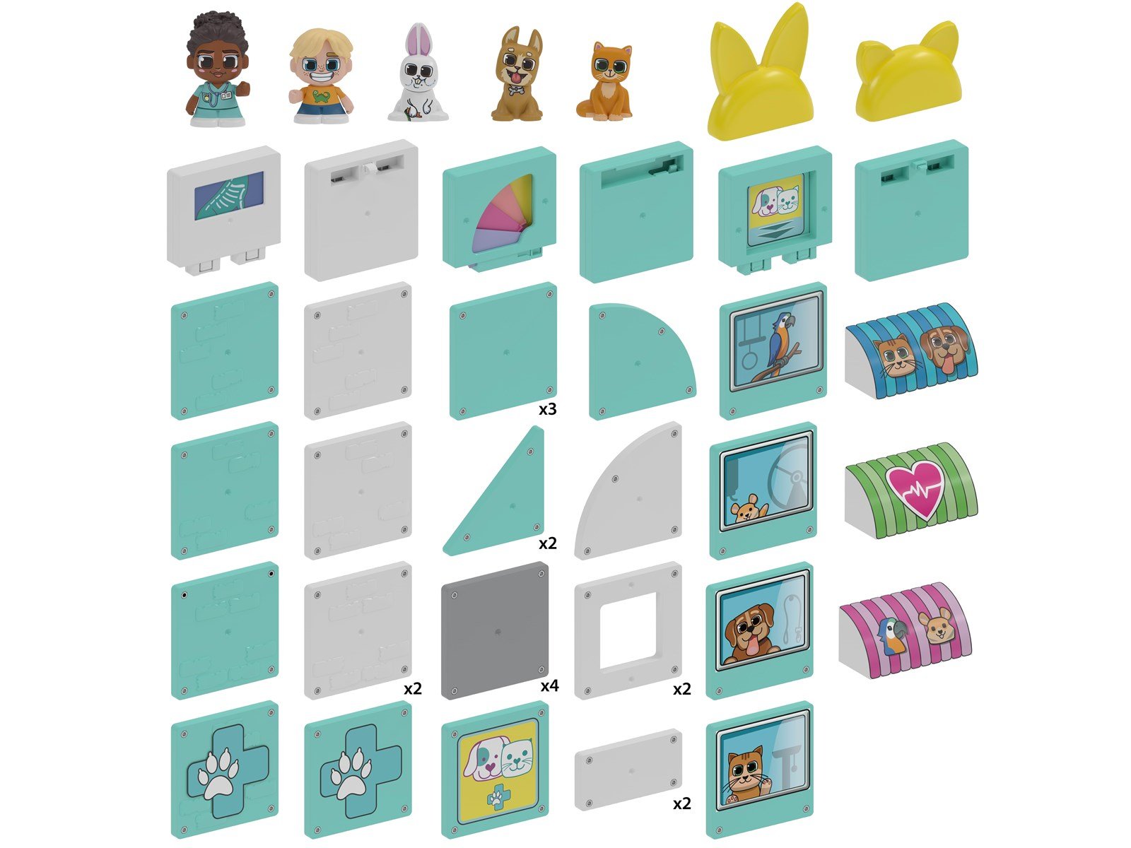 Tile Town Pet Vet Magnetic Tiles Playset 44 pcs