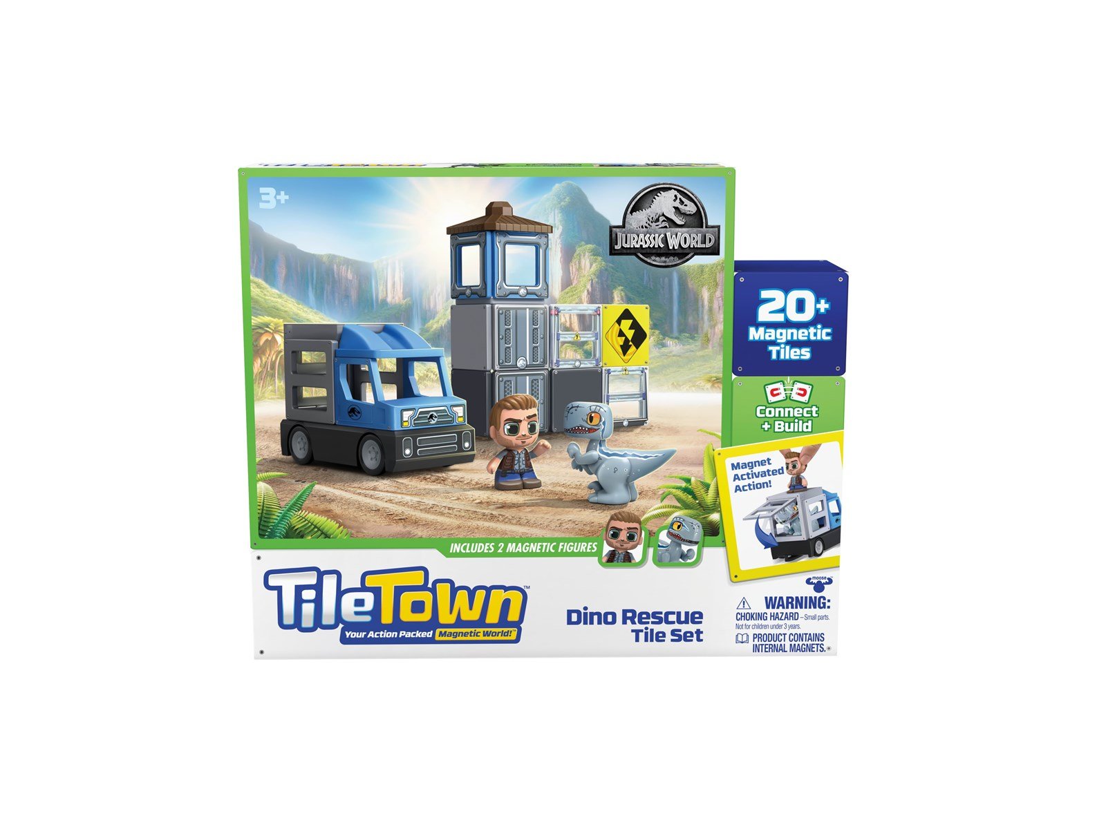 Tile Town Jurassic World Dino Rescue Magnetic Tiles Playset 22 pcs