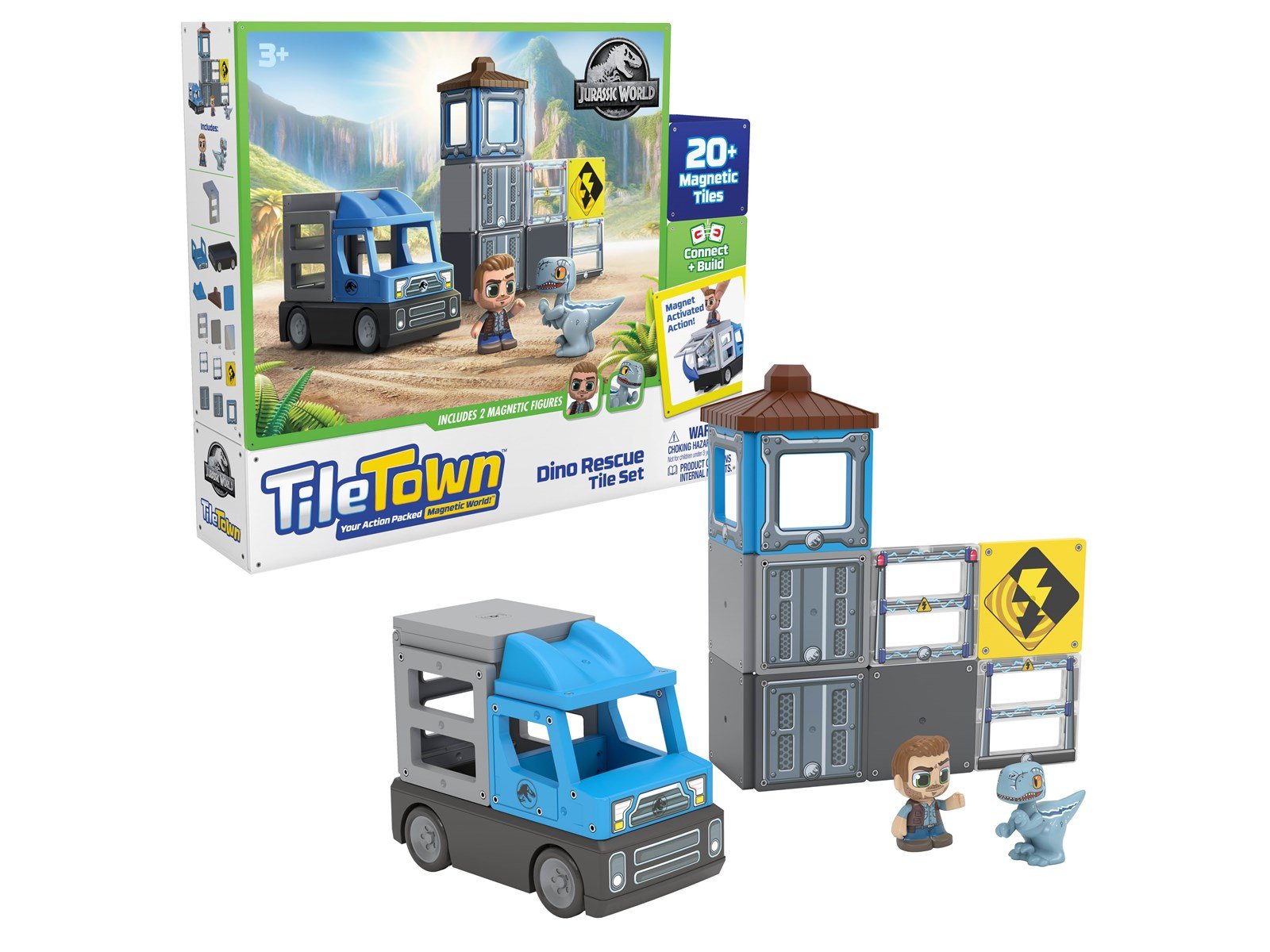 Tile Town Jurassic World Dino Rescue Magnetic Tiles Playset 22 pcs