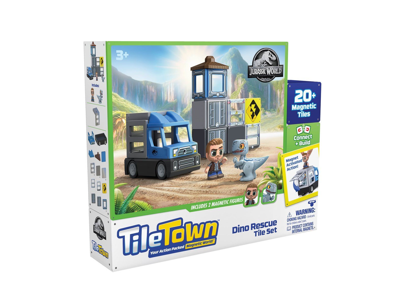 Tile Town Jurassic World Dino Rescue Magnetic Tiles Playset 22 pcs