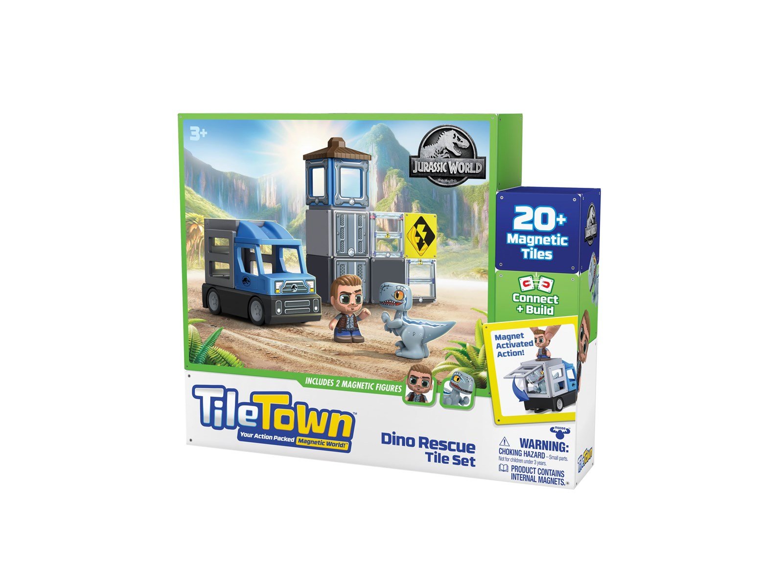 Tile Town Jurassic World Dino Rescue Magnetic Tiles Playset 22 pcs