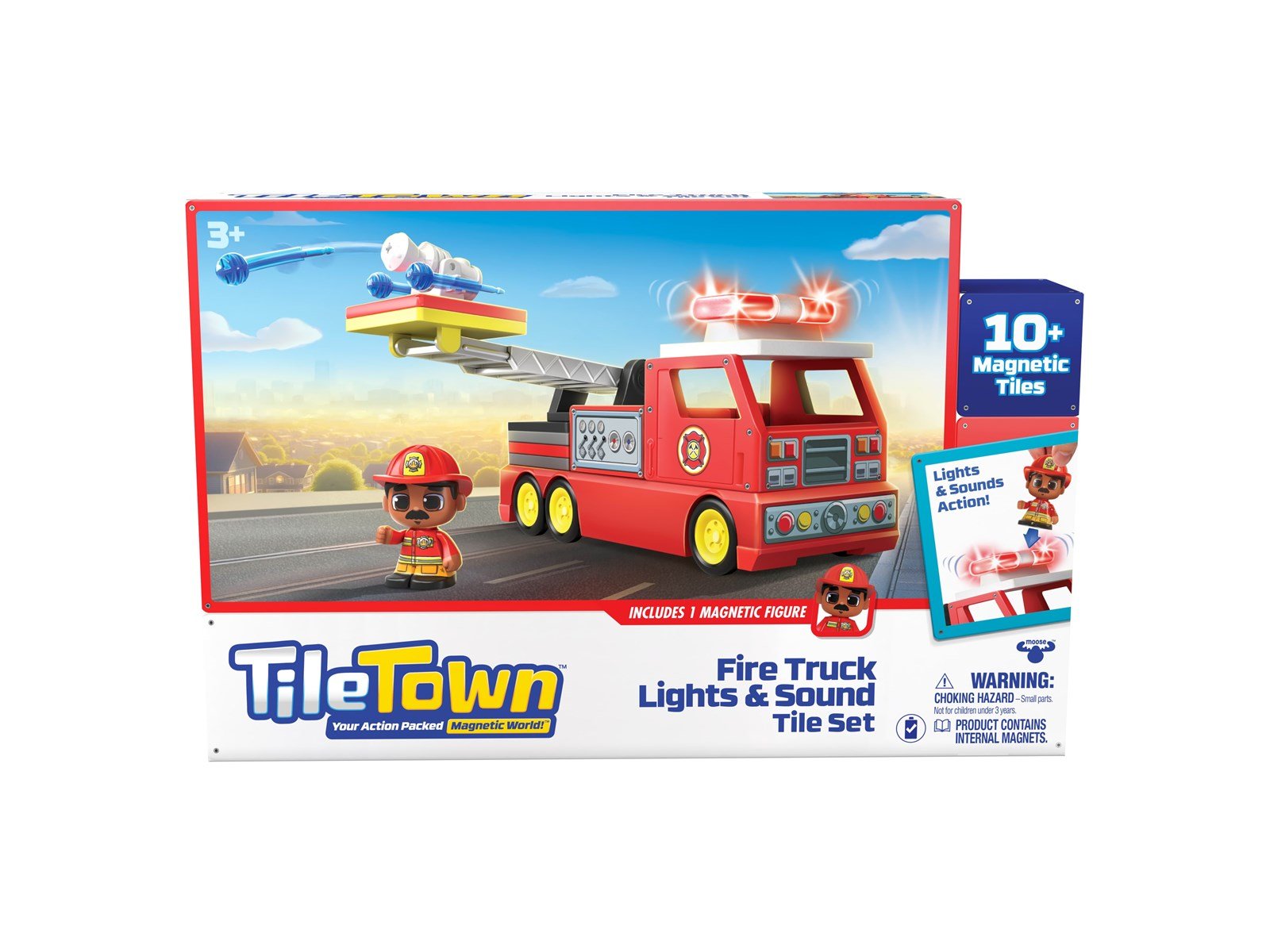 Tile Town Firetruck Magnetic Tiles Building Vehicle Playset 11 pcs