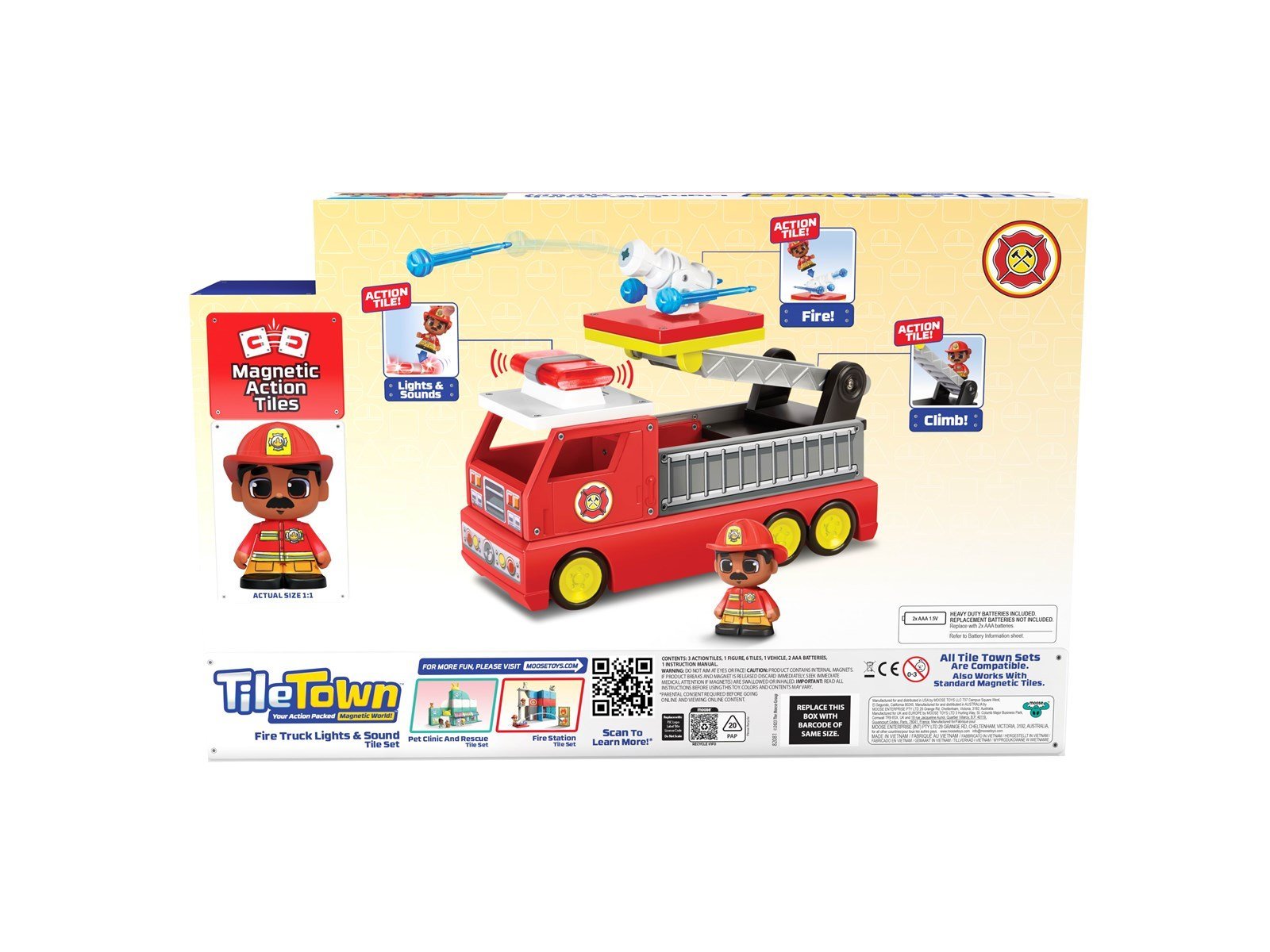 Tile Town Firetruck Magnetic Tiles Building Vehicle Playset 11 pcs