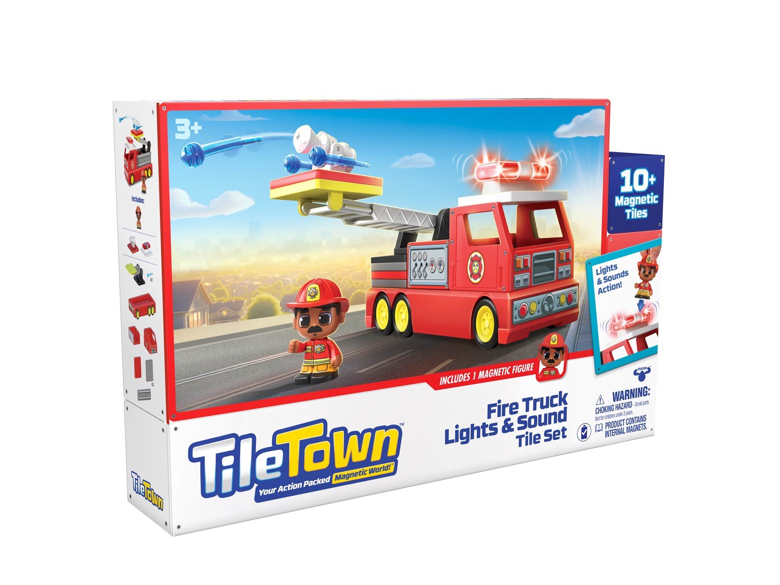 Tile Town Firetruck Magnetic Tiles Building Vehicle Playset 11 pcs