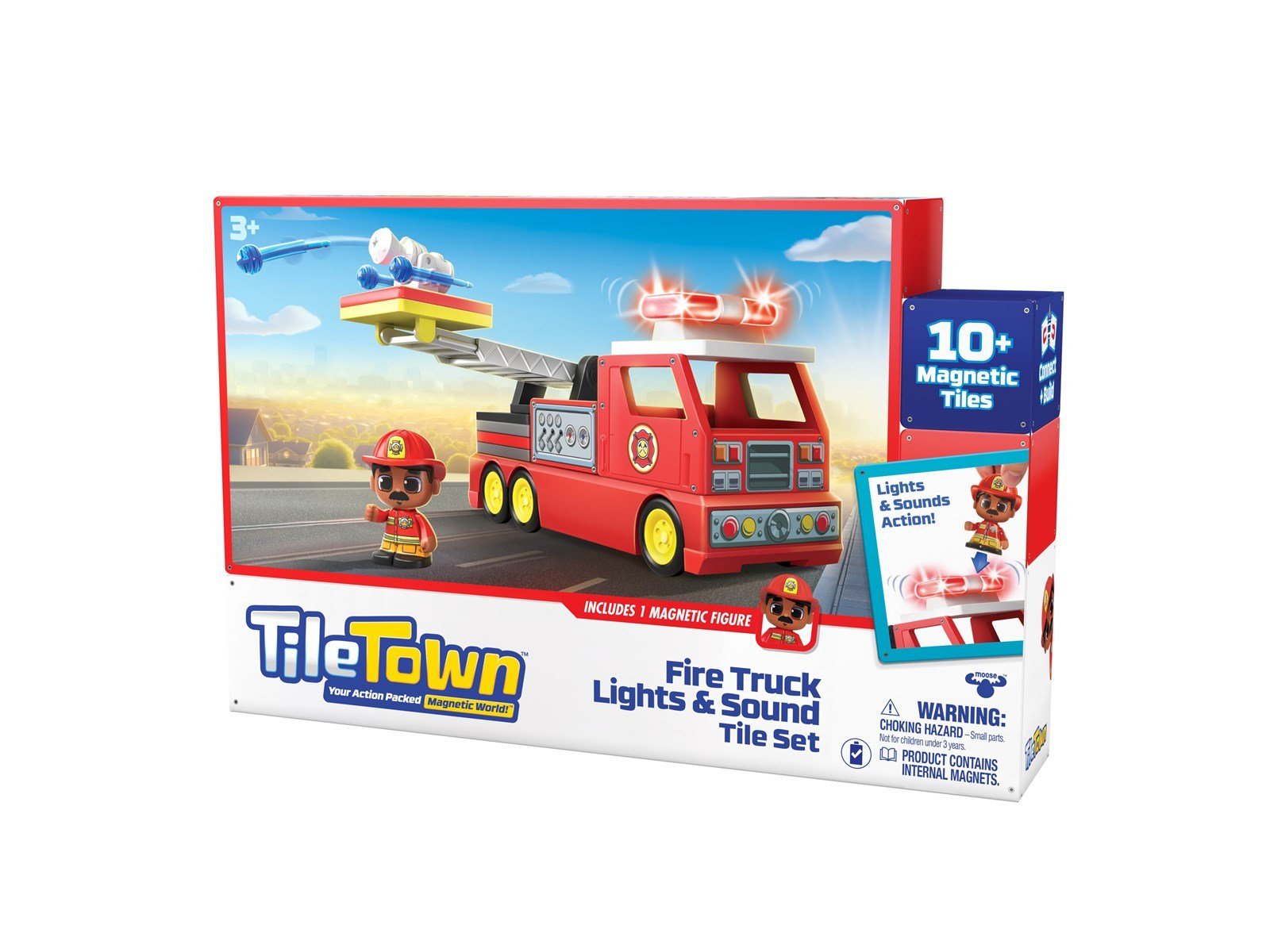 Tile Town Firetruck Magnetic Tiles Building Vehicle Playset 11 pcs