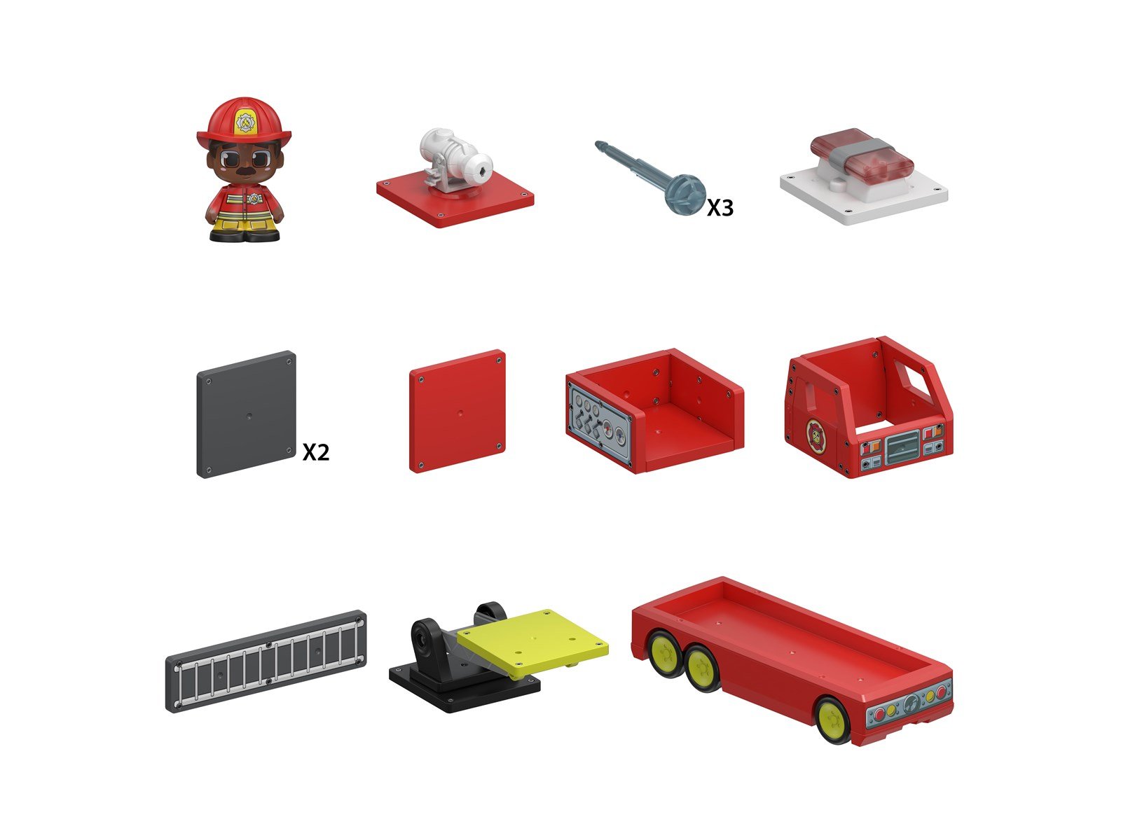 Tile Town Firetruck Magnetic Tiles Building Vehicle Playset 11 pcs