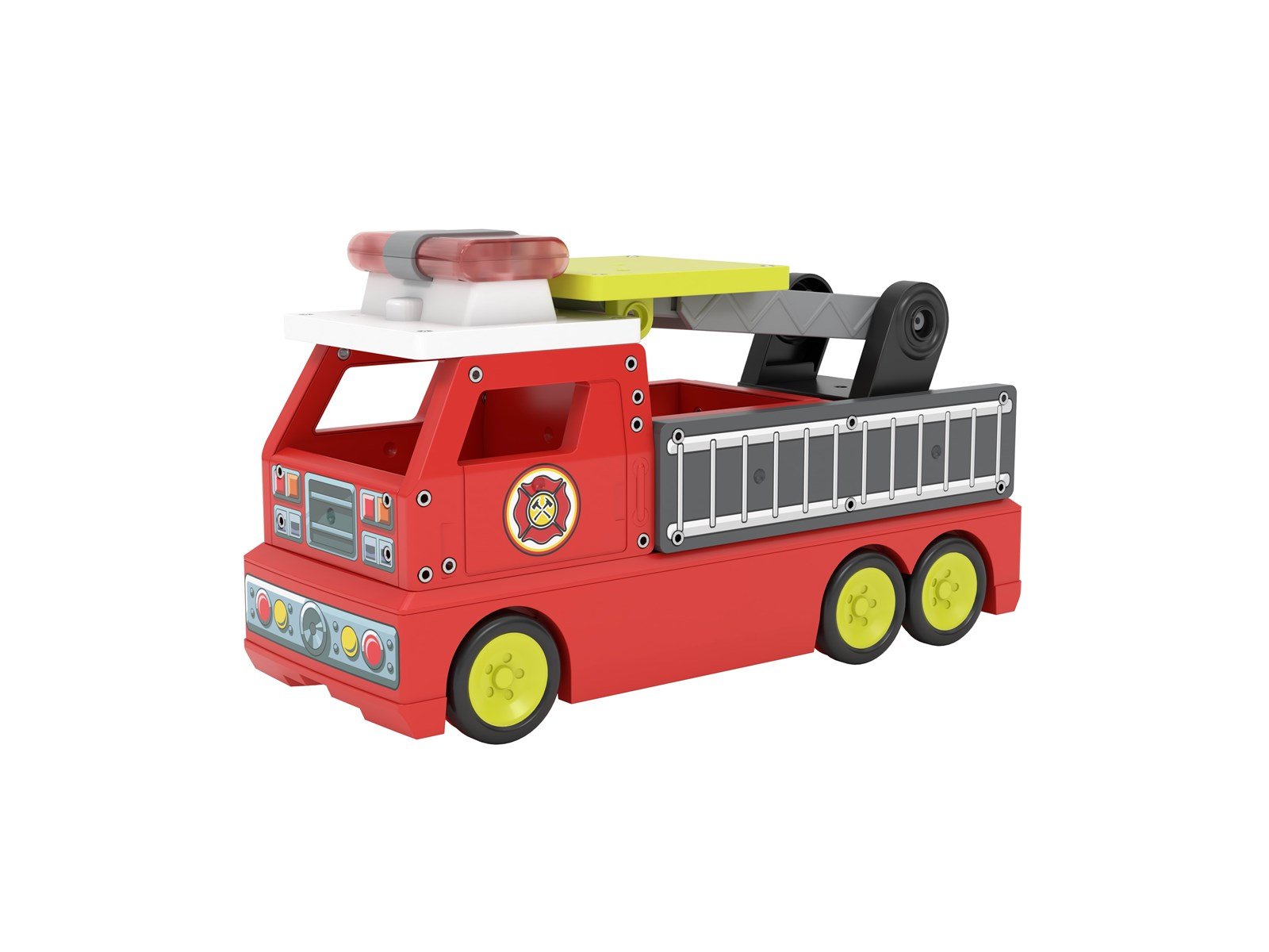 Tile Town Firetruck Magnetic Tiles Building Vehicle Playset 11 pcs