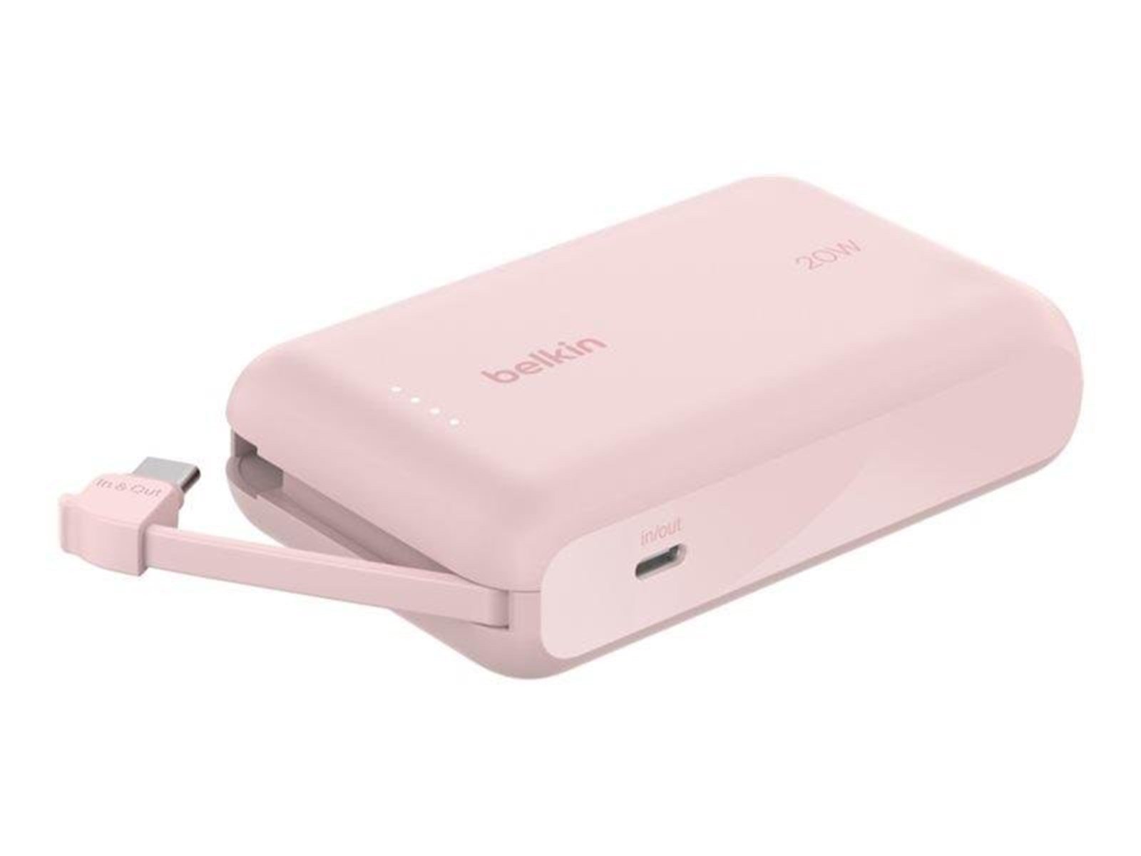 Belkin BoostCharge power bank - with integrated cable - 24 pin USB-C - 20 Watt Powerbank (Akku) - 10000 mAh