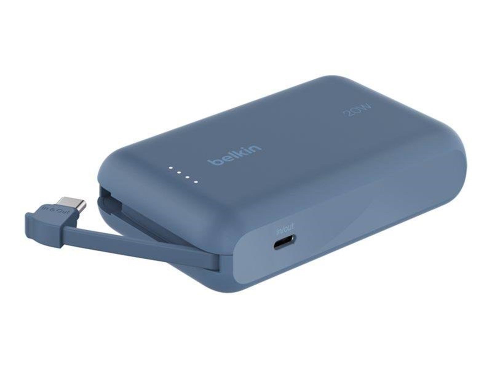 Belkin BoostCharge power bank - with integrated cable - 24 pin USB-C - 20 Watt Powerbank (Akku) - 10000 mAh