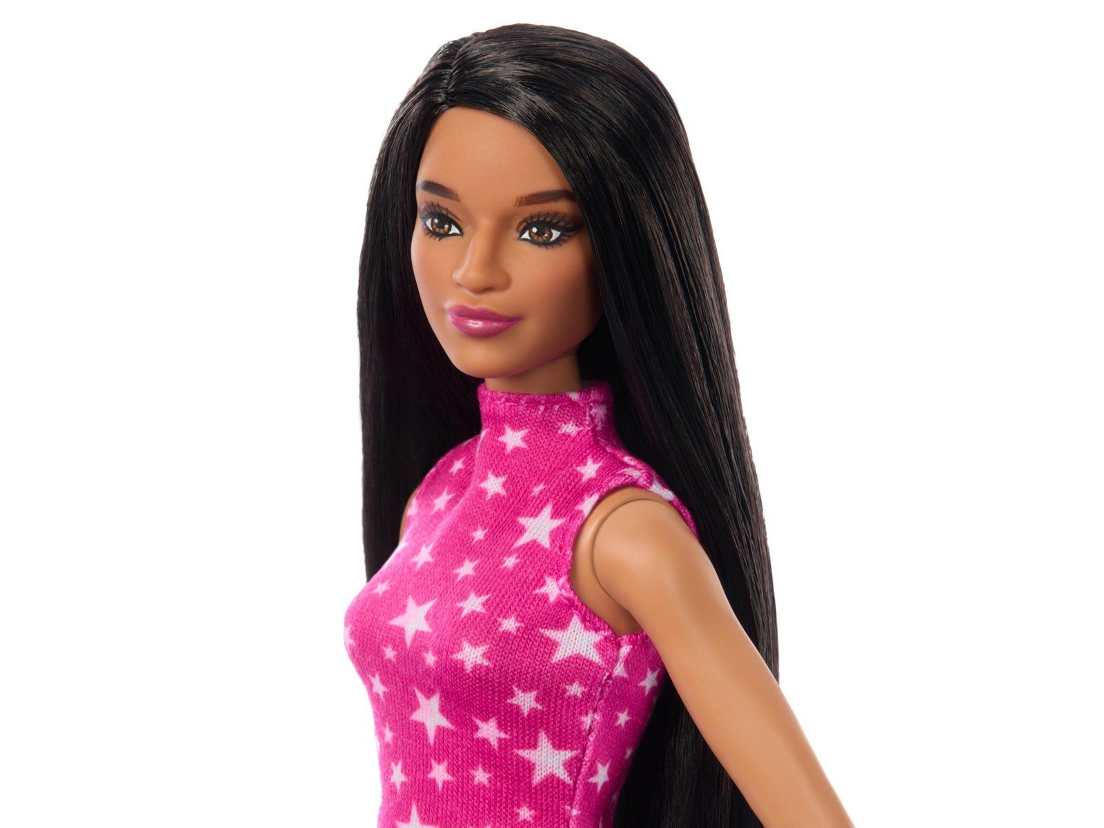 Barbie Fashionistas Doll 215 With Black Straight Hair & Iridescent Skirt