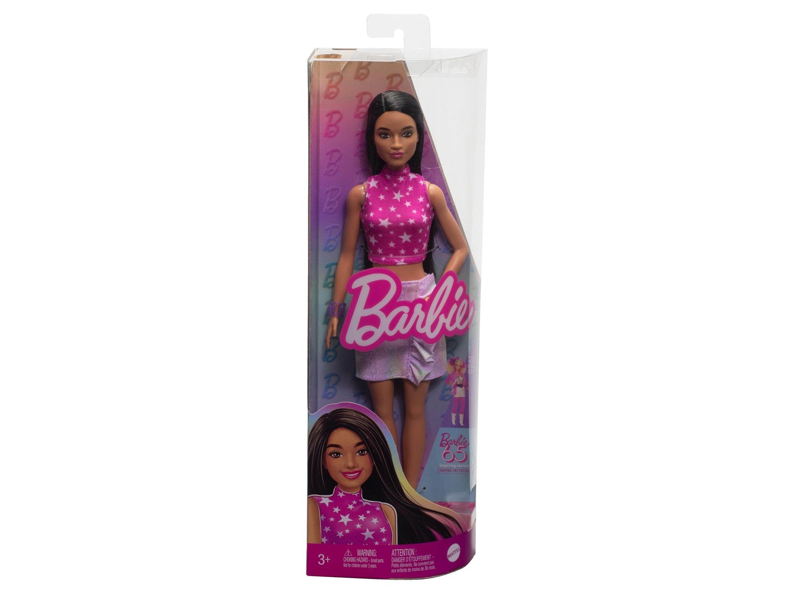 Barbie Fashionistas Doll 215 With Black Straight Hair & Iridescent Skirt