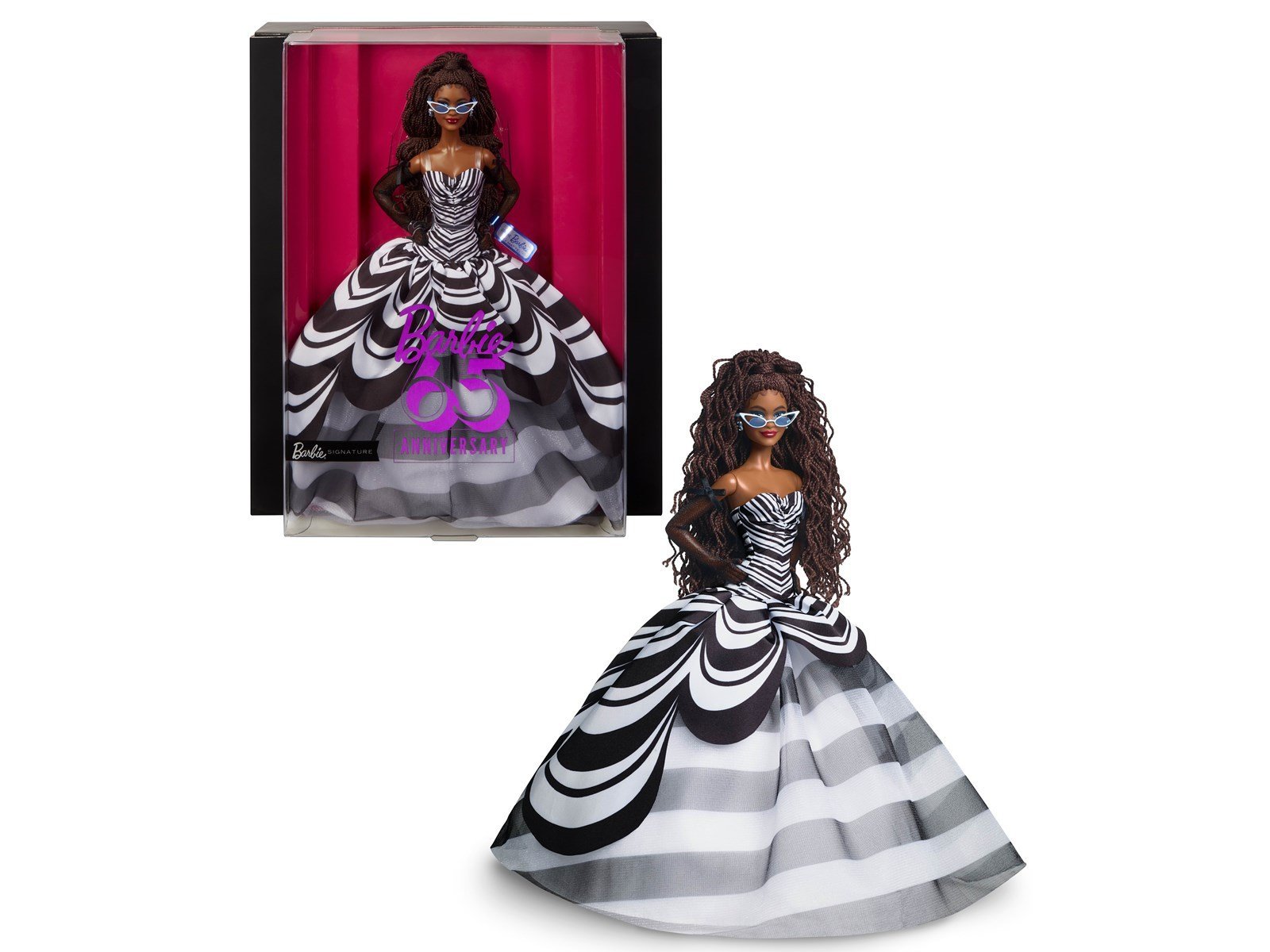 Barbie Signature 65th Anniversary Collectible Doll with Brown Hair - Black and White Gown