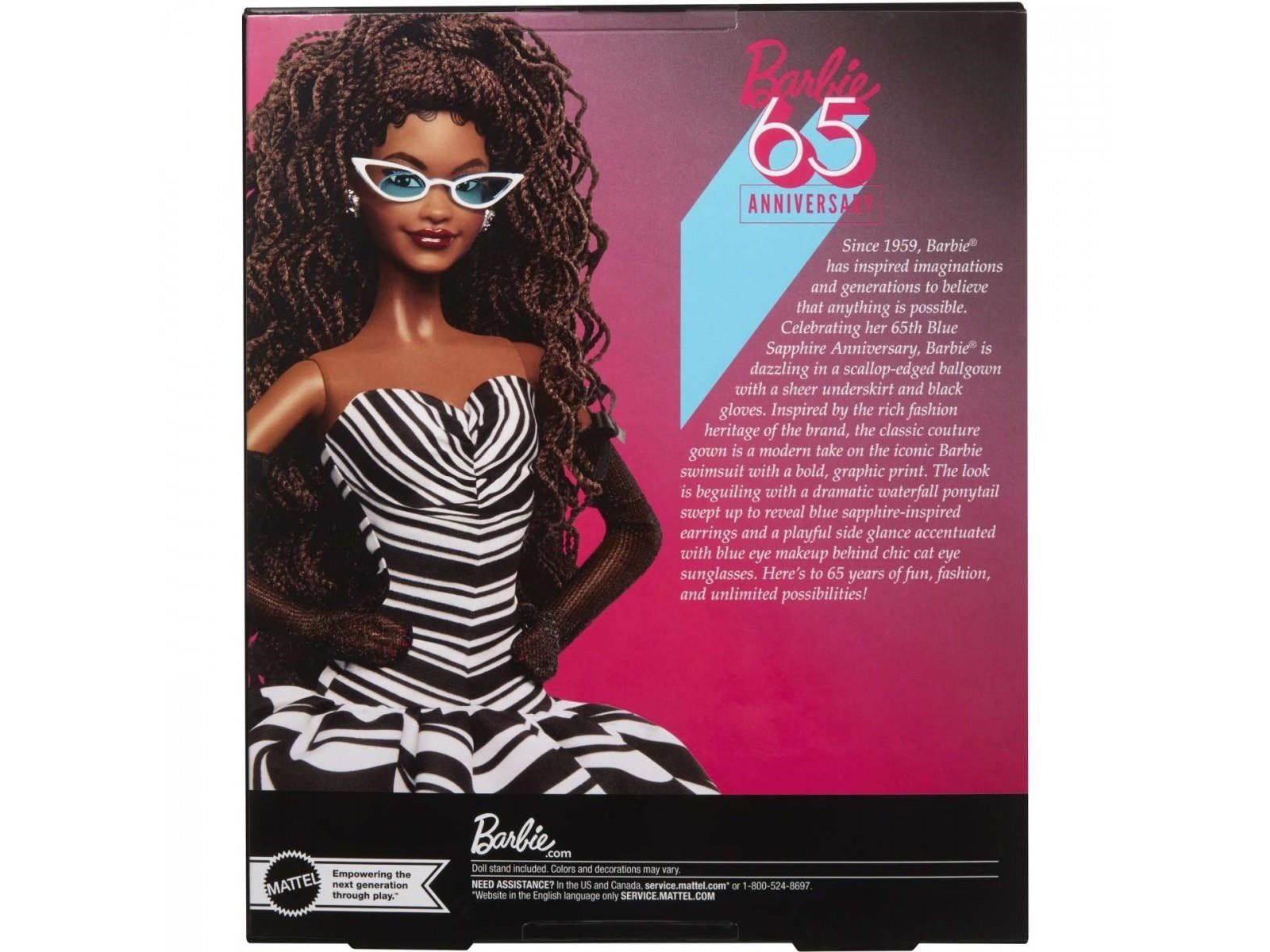 Barbie Signature 65th Anniversary Collectible Doll with Brown Hair - Black and White Gown