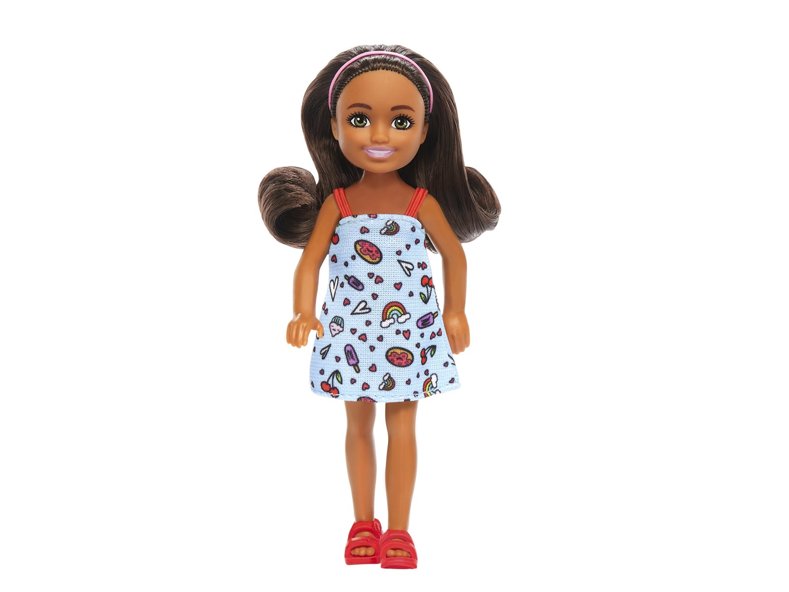 Barbie Chelsea Doll Wearing Removable Blue Dress With Brown Hair