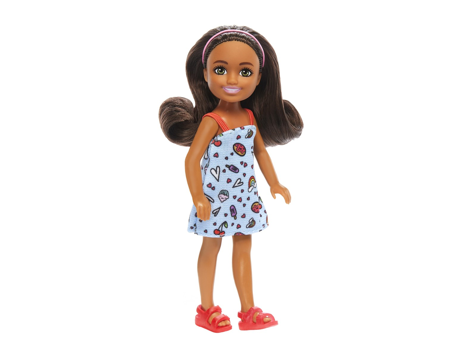 Barbie Chelsea Doll Wearing Removable Blue Dress With Brown Hair