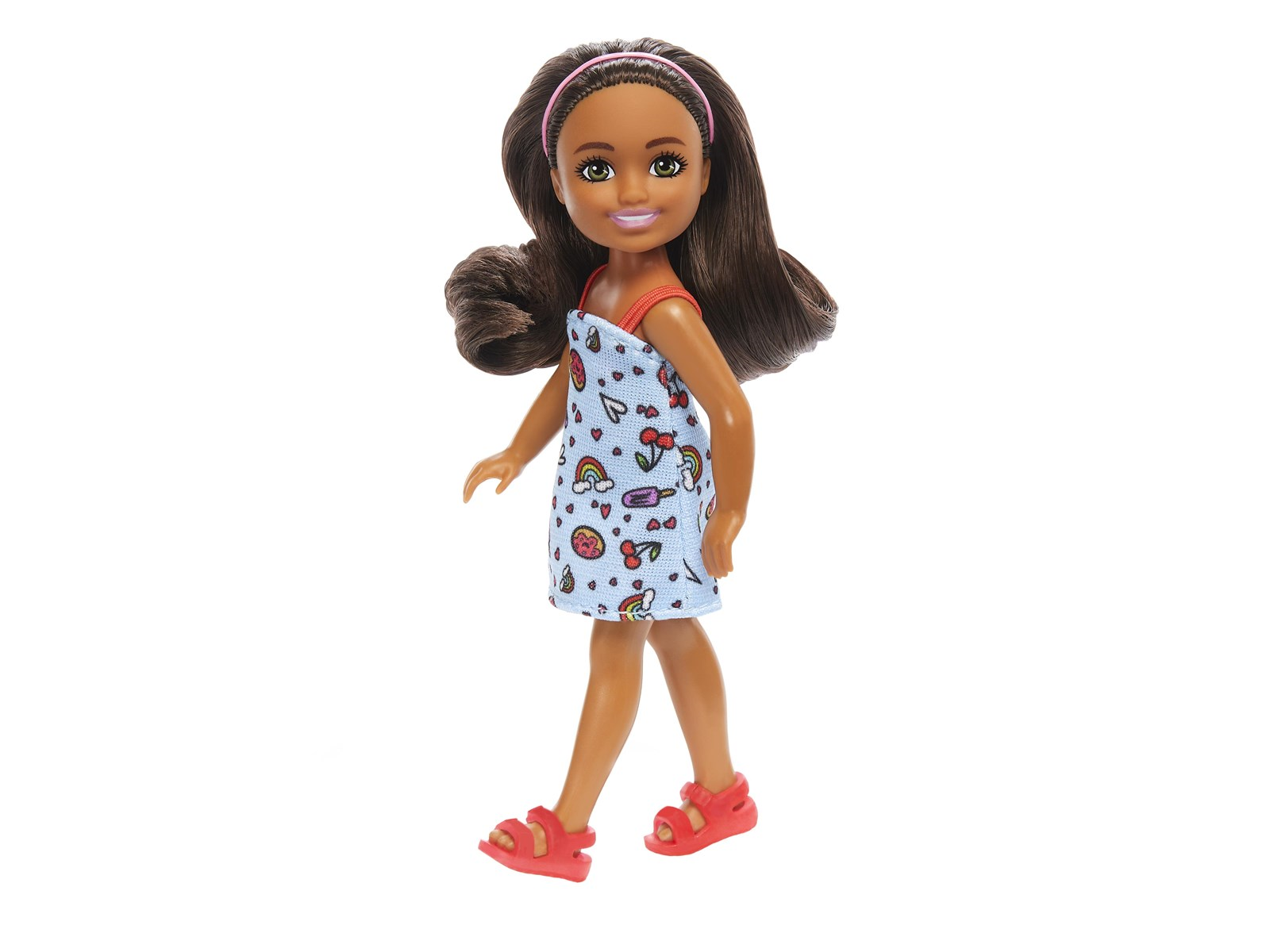 Barbie Chelsea Doll Wearing Removable Blue Dress With Brown Hair