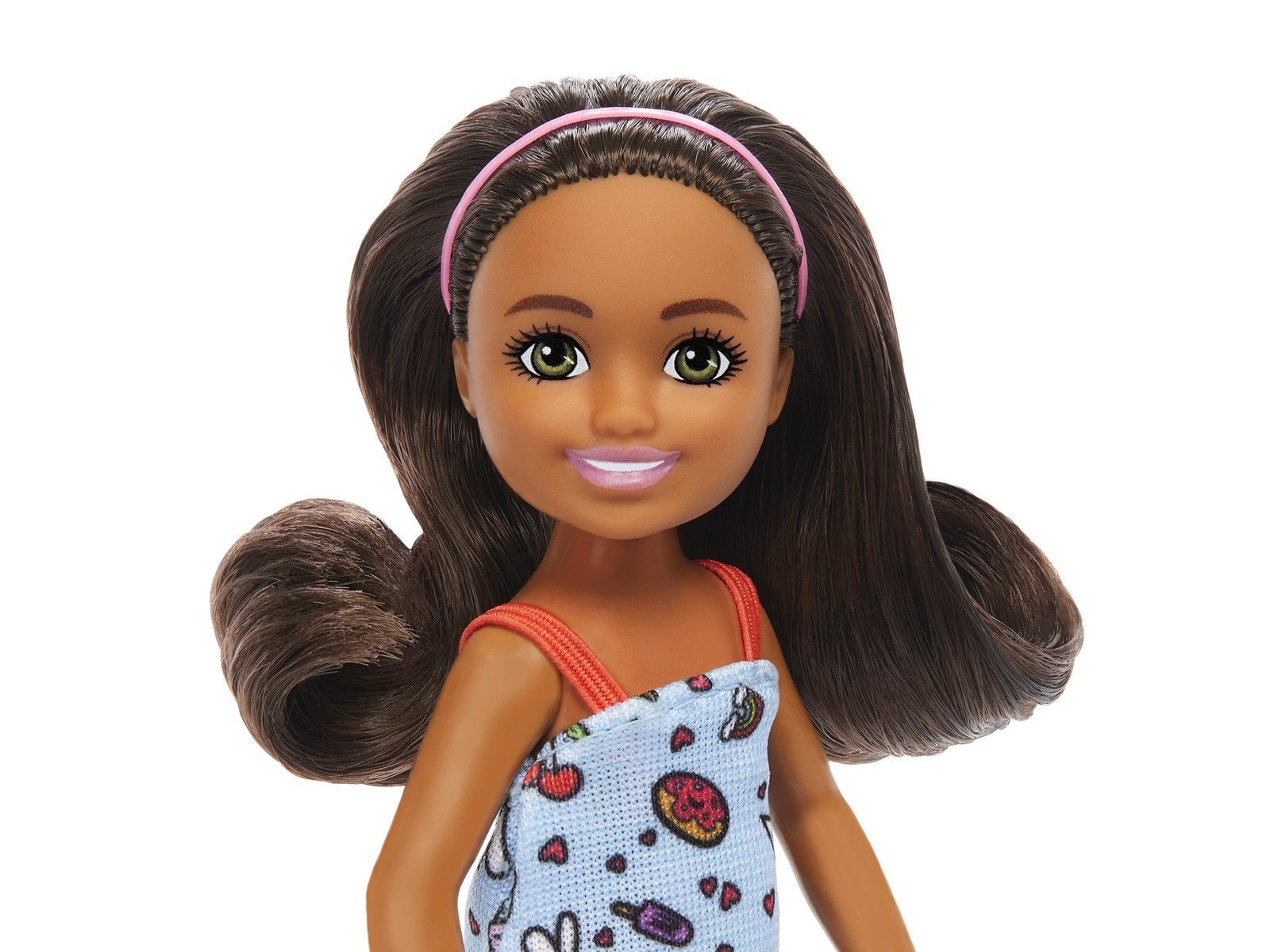 Barbie Chelsea Doll Wearing Removable Blue Dress With Brown Hair