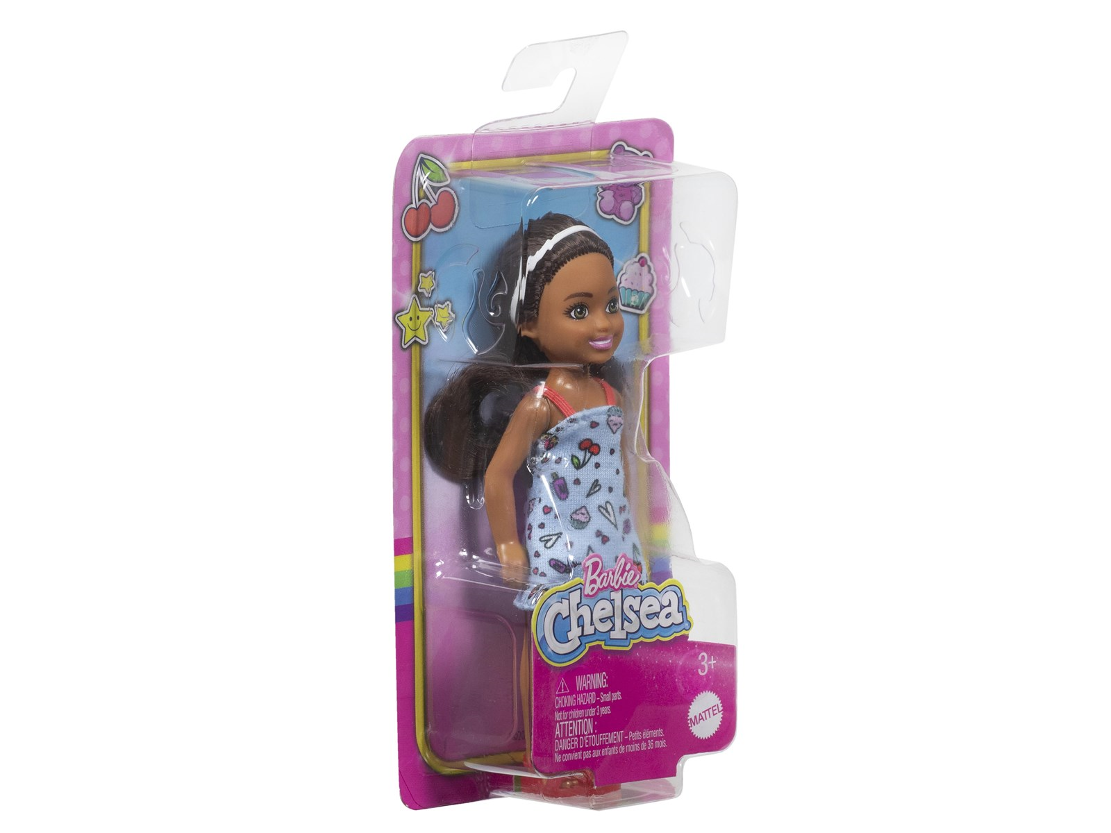 Barbie Chelsea Doll Wearing Removable Blue Dress With Brown Hair