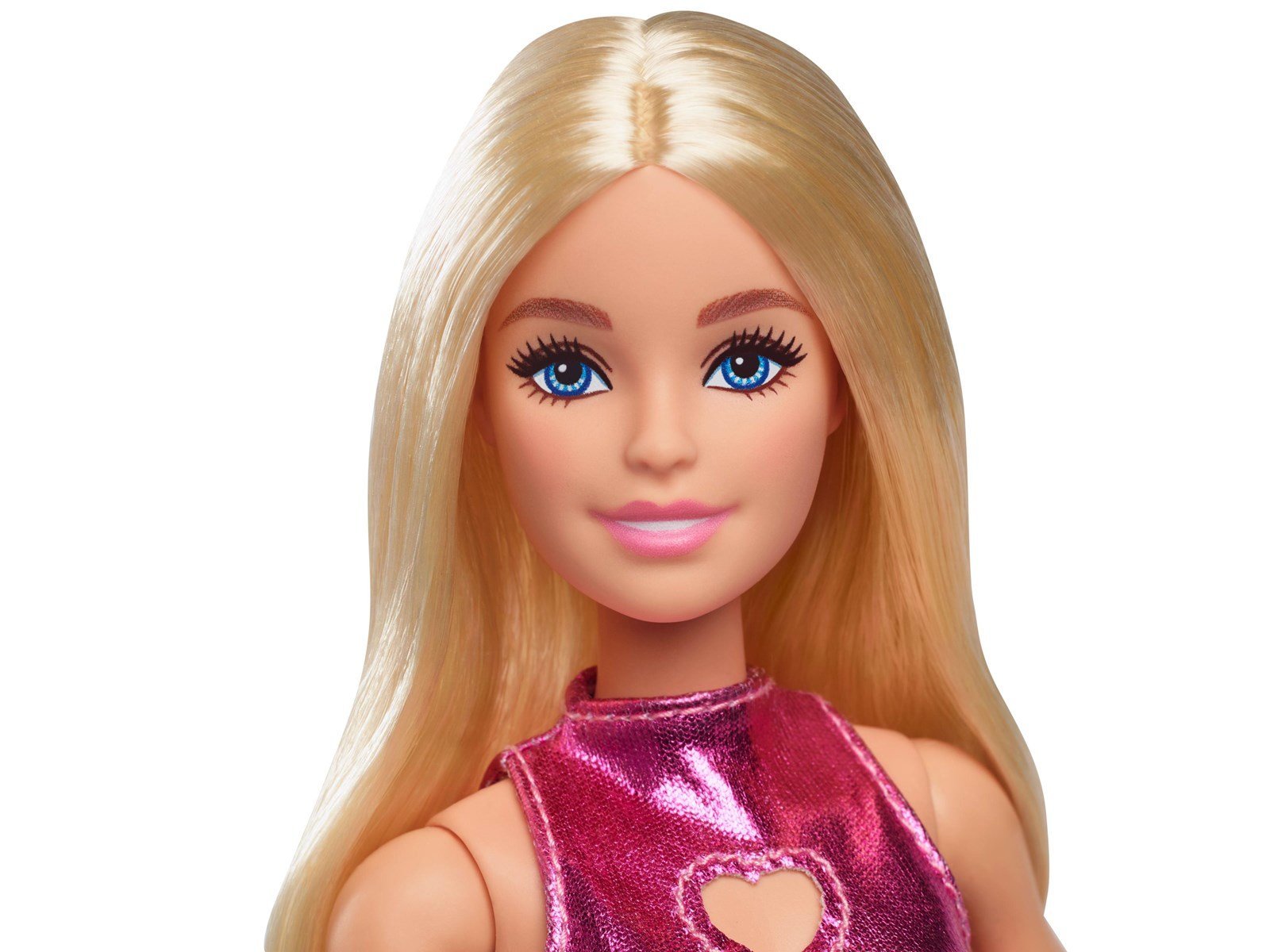 Barbie Fashionistas Doll 230 in Metallic Pink Minidress With Heart Cut-Out
