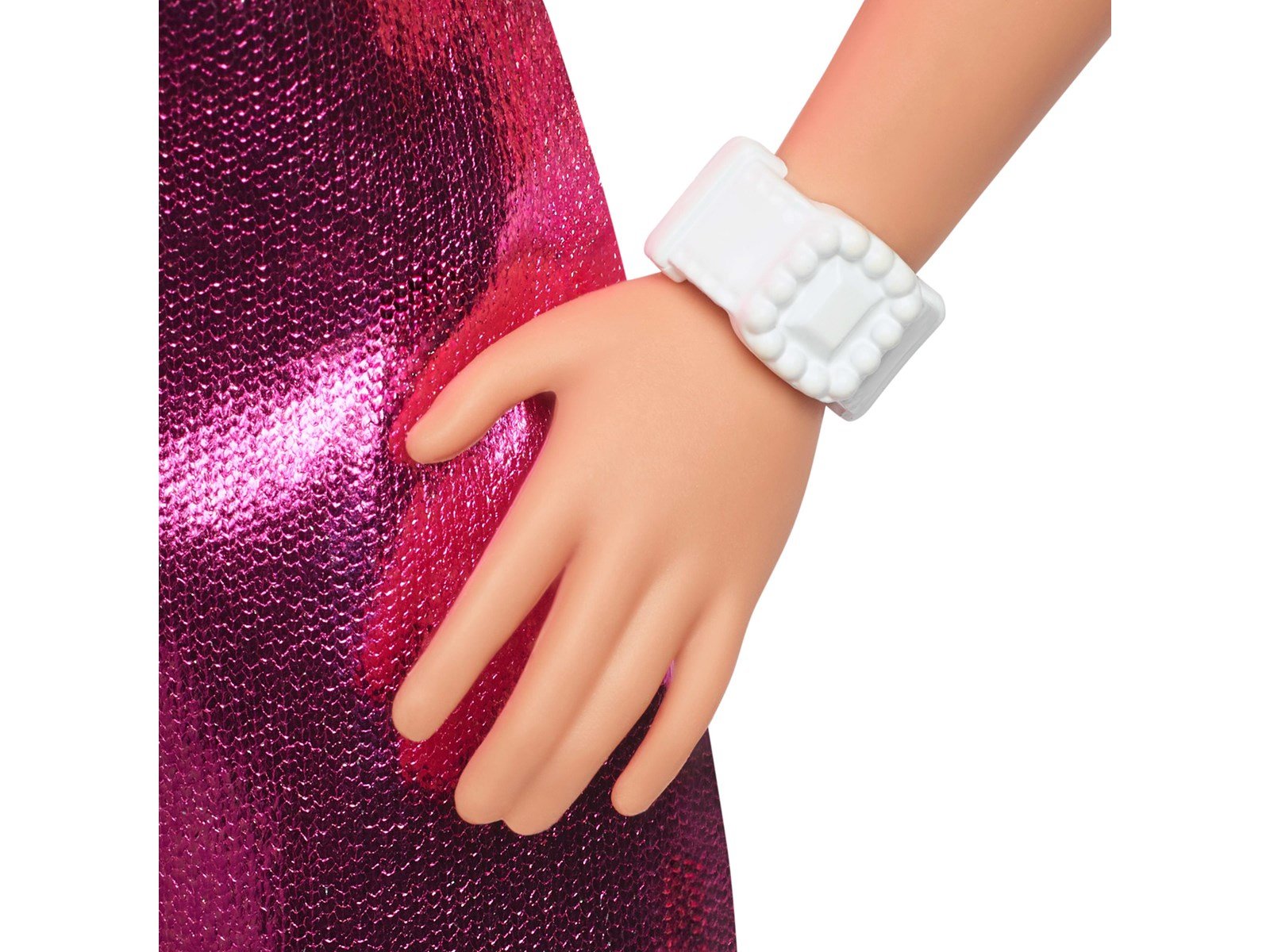 Barbie Fashionistas Doll 230 in Metallic Pink Minidress With Heart Cut-Out