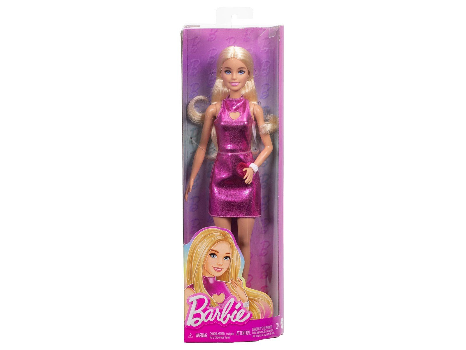 Barbie Fashionistas Doll 230 in Metallic Pink Minidress With Heart Cut-Out