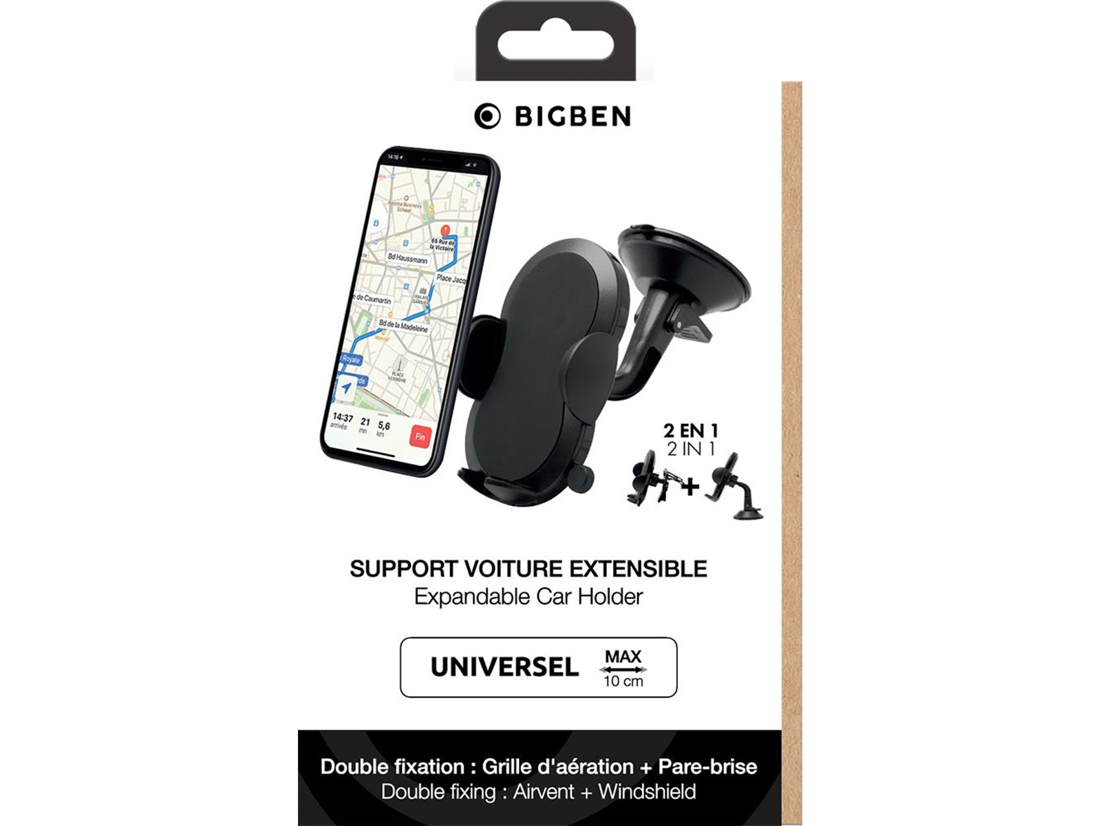 BigBen Interactive Universal Windshield+Airvent Adjustable Car Holder