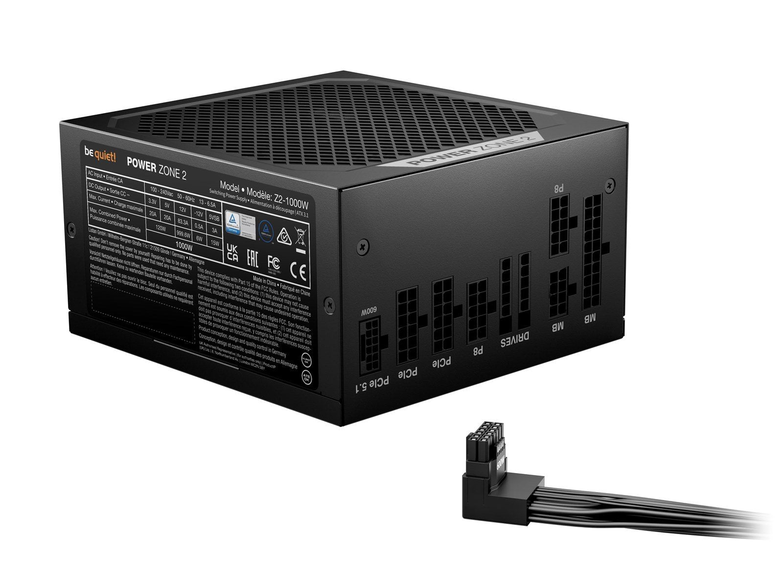 be quiet! POWER ZONE 2 1000W Netzteile - 1000 Watt - 140 mm - ATX 3.1 - 80 Plus Platinium