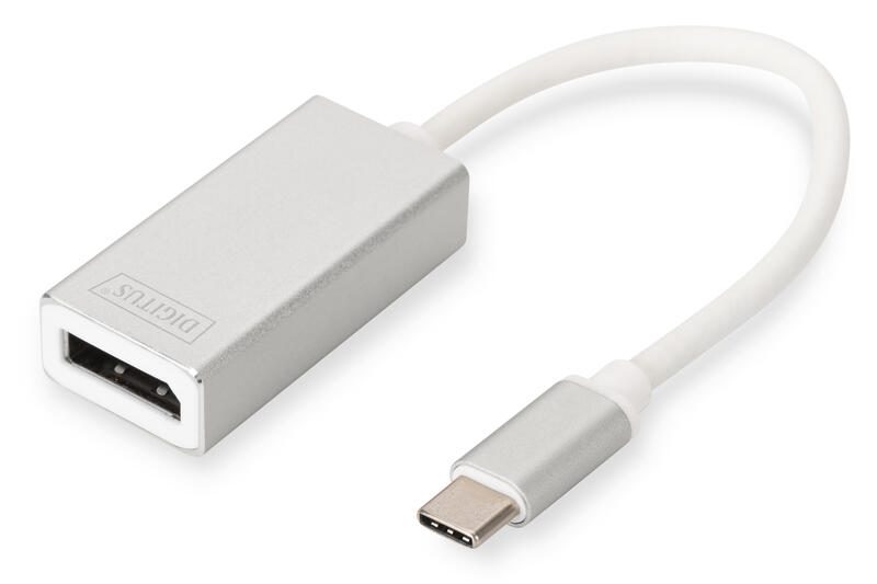 DIGITUS USB Type-C 4K DisplayPort Grafikadapter USB Type-C 4K DP Adapter, 20cm Kabellänge Aluminium Gehäuse