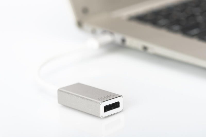 DIGITUS USB Type-C 4K DisplayPort Grafikadapter USB Type-C 4K DP Adapter, 20cm Kabellänge Aluminium Gehäuse