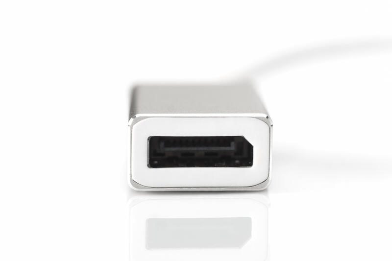 DIGITUS USB Type-C 4K DisplayPort Grafikadapter USB Type-C 4K DP Adapter, 20cm Kabellänge Aluminium Gehäuse
