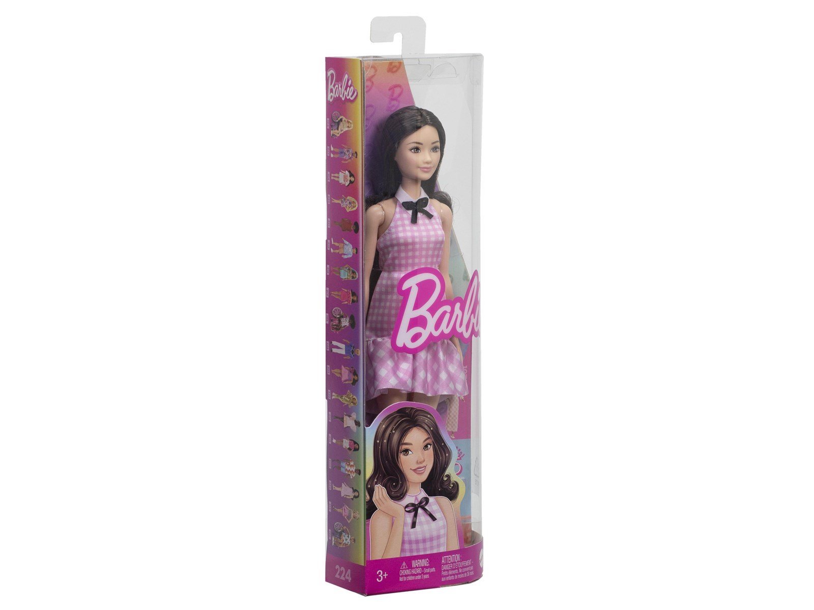 Barbie Fashionistas Doll 224 Black Hair & Pink Gingham Dress