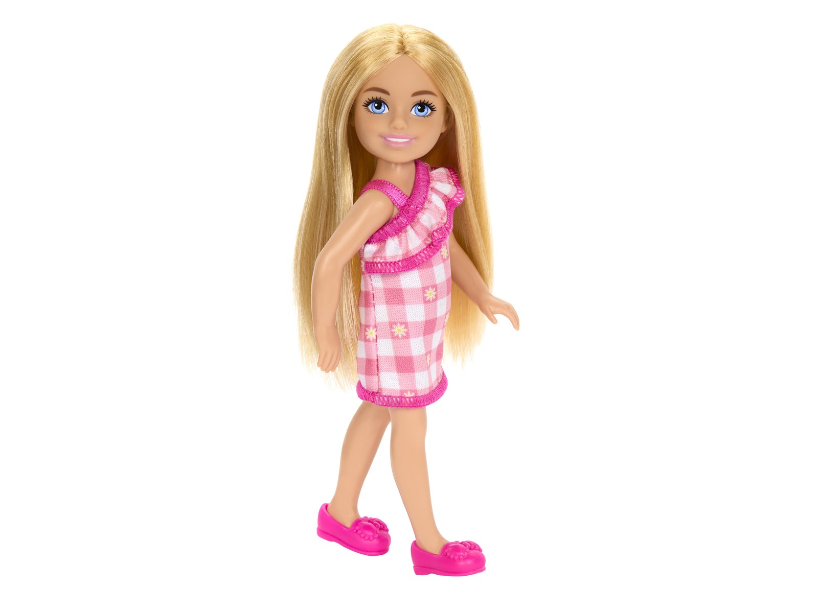 Barbie Chelsea Doll - Checked Dress with Blonde Hair & Blue Eyes