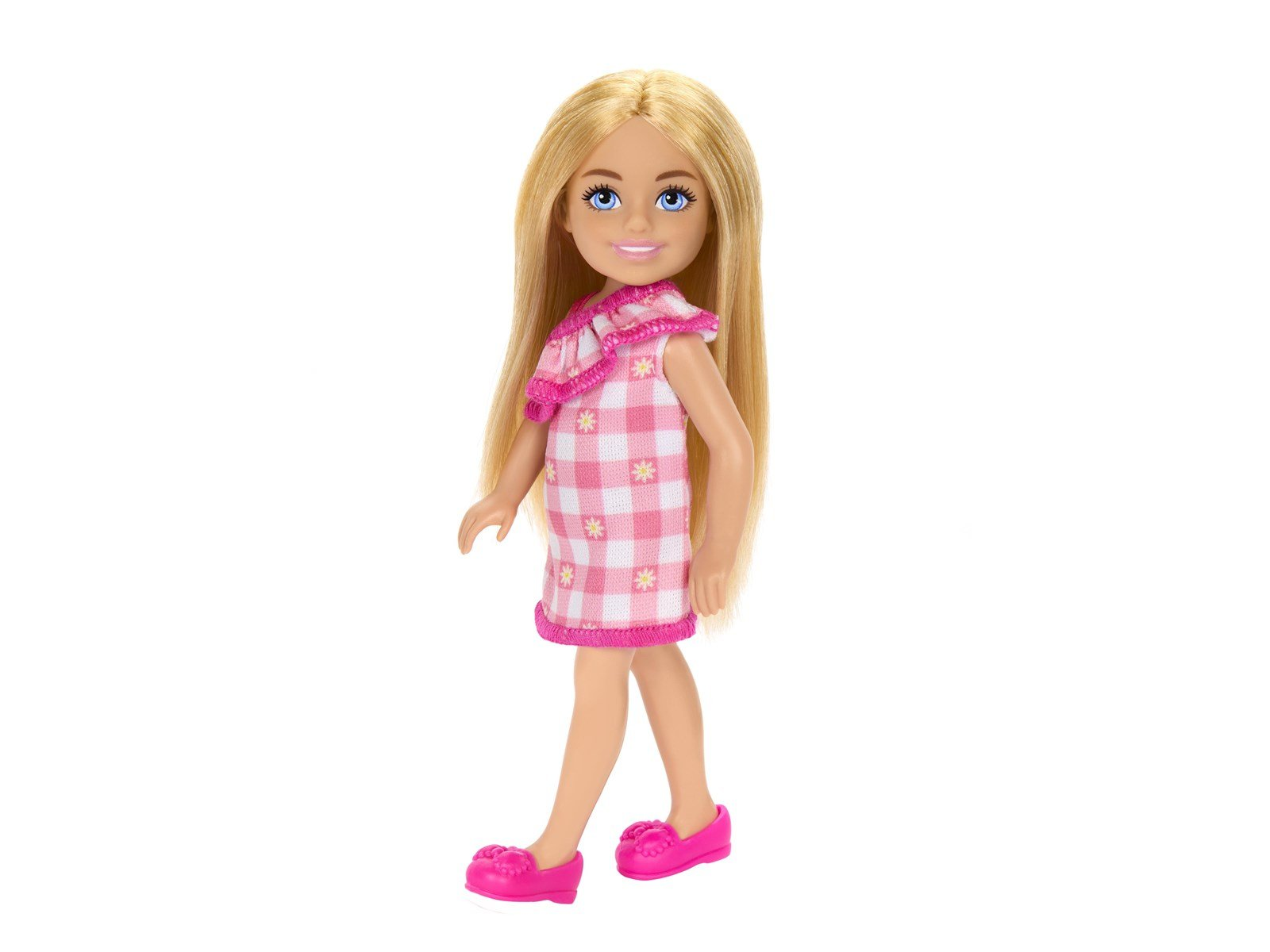 Barbie Chelsea Doll - Checked Dress with Blonde Hair & Blue Eyes
