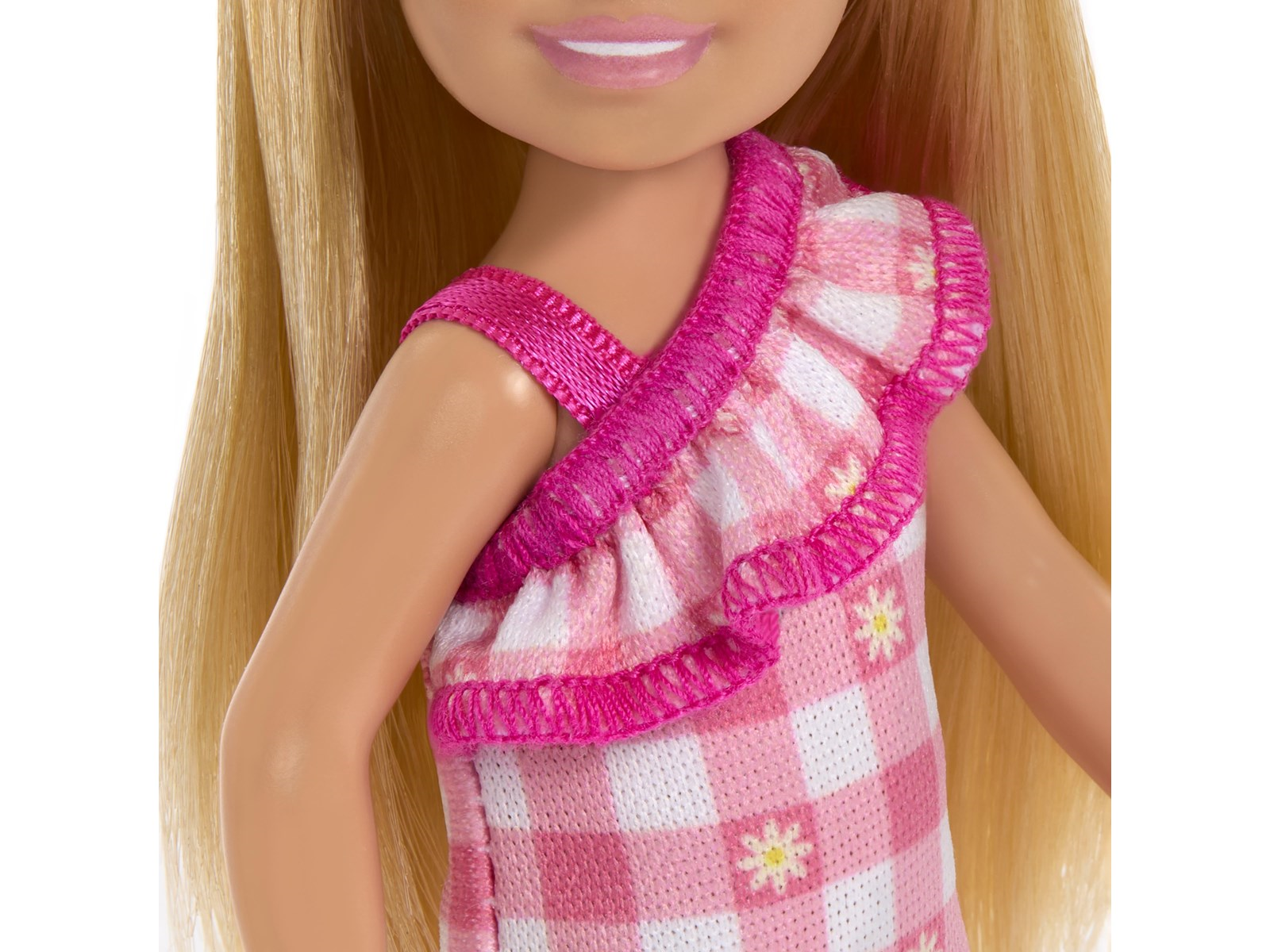 Barbie Chelsea Doll - Checked Dress with Blonde Hair & Blue Eyes