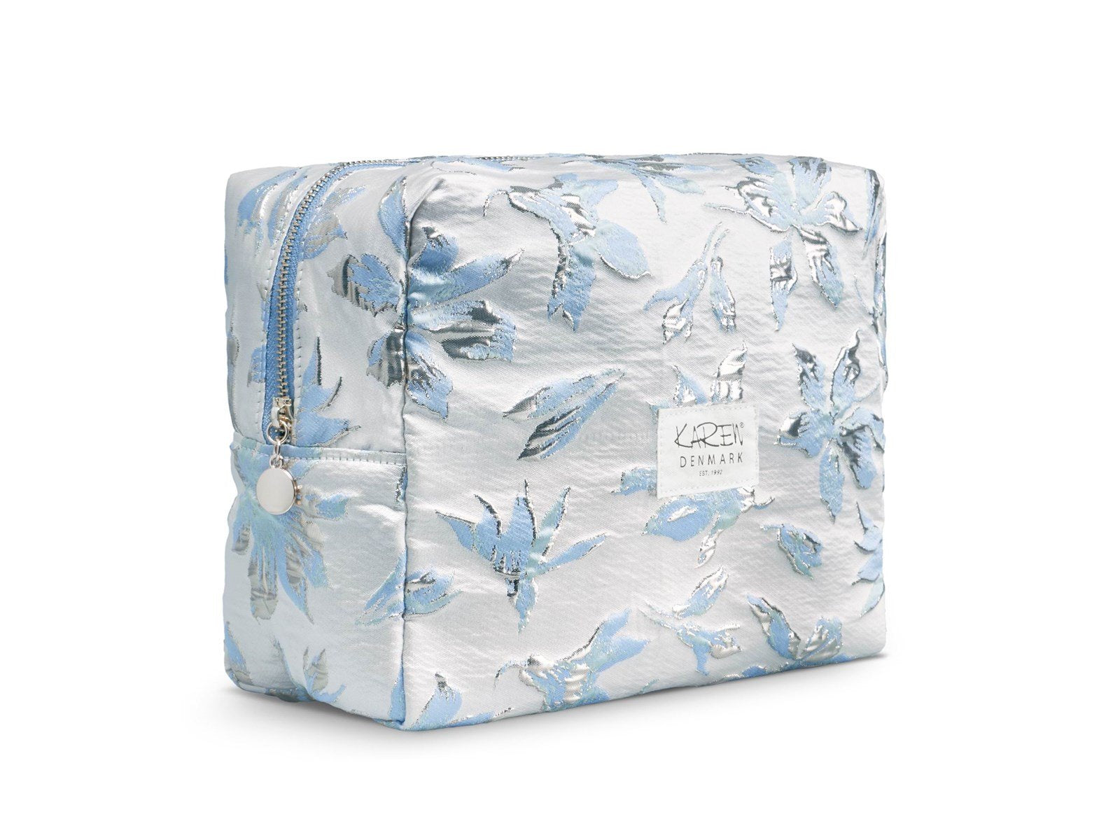 Karen Large toiletry bag in blue small floral quilt