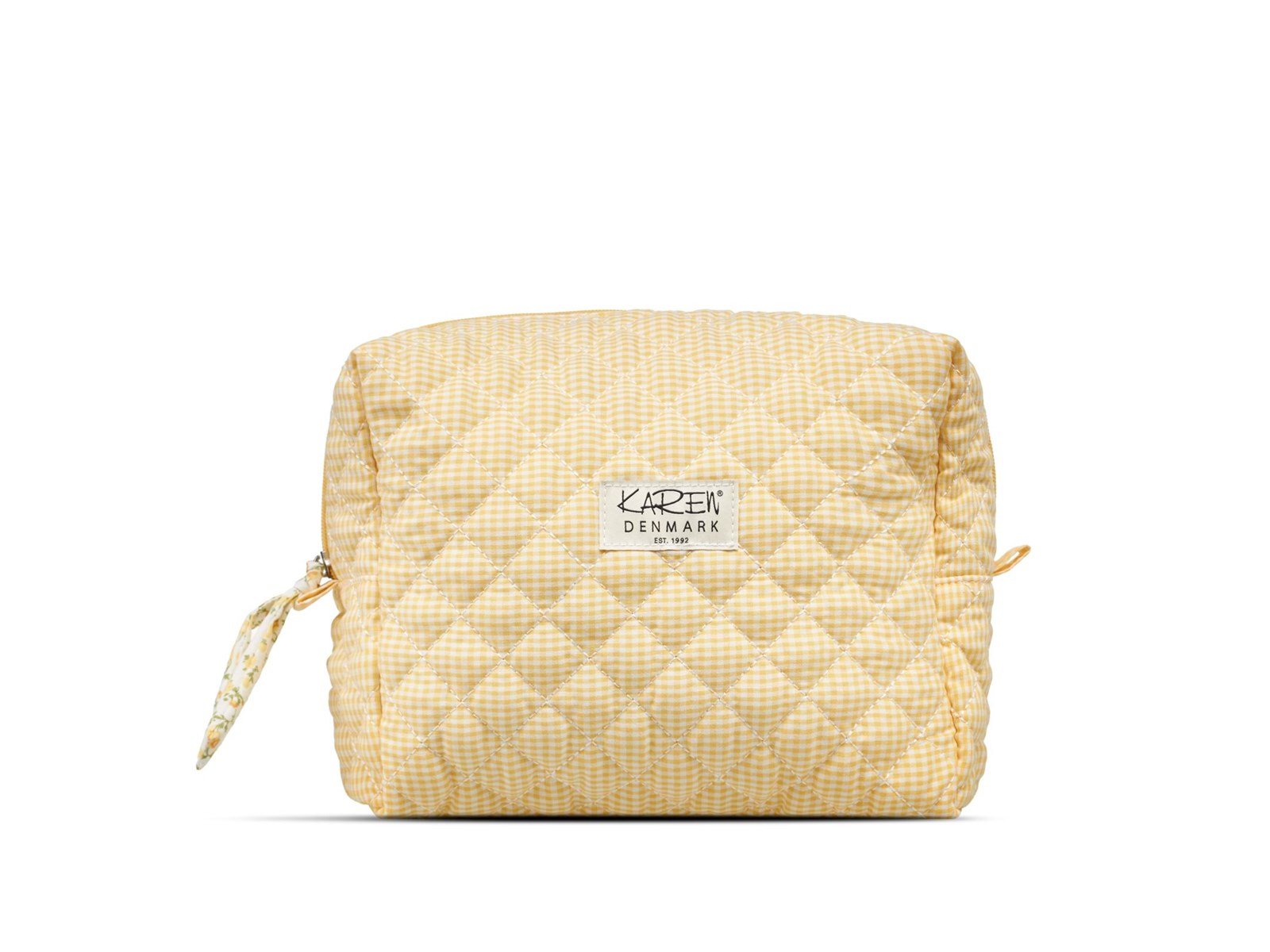 Karen Large toiletry bag in yellow checkered quilt