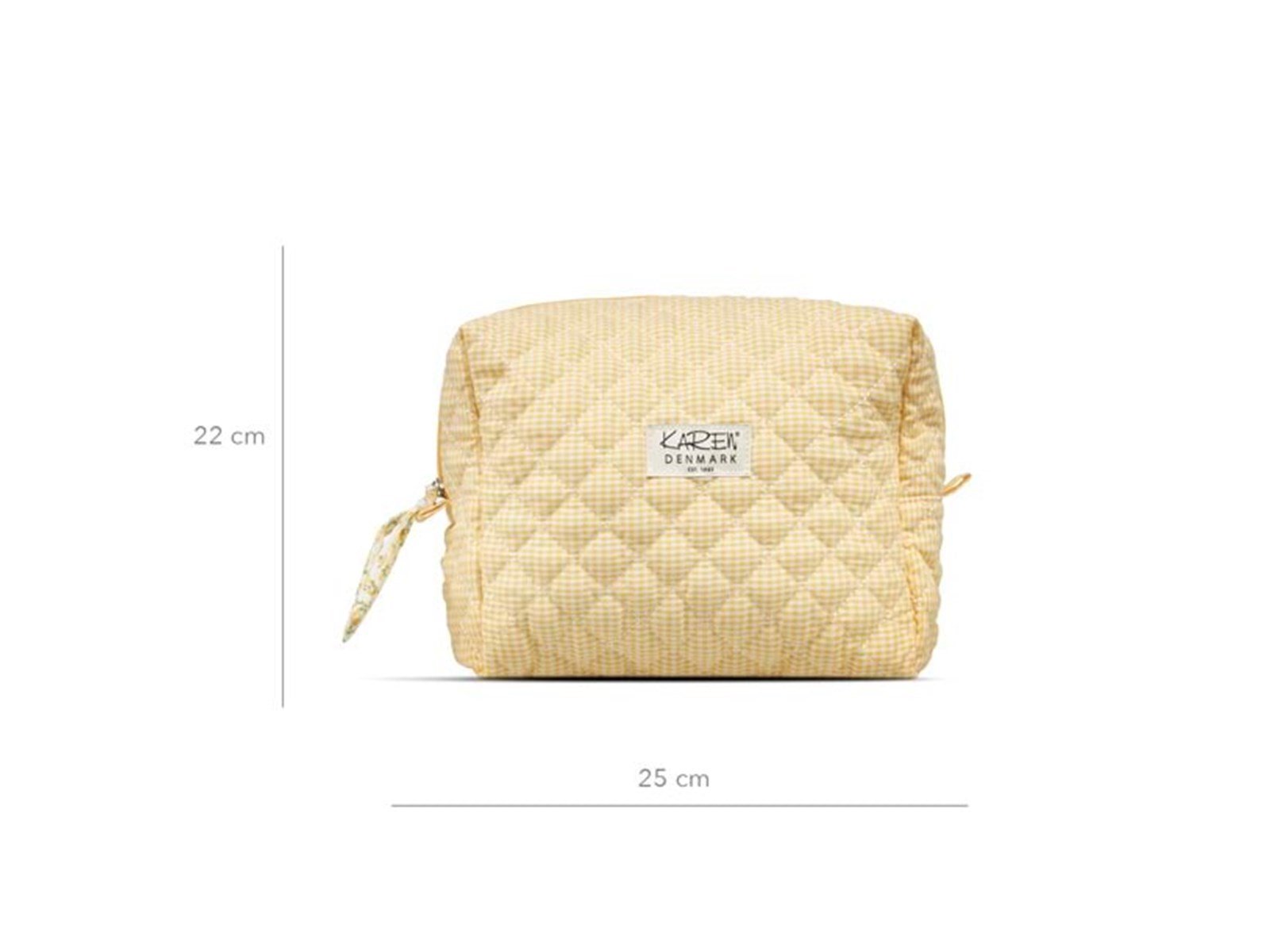 Karen Large toiletry bag in yellow checkered quilt