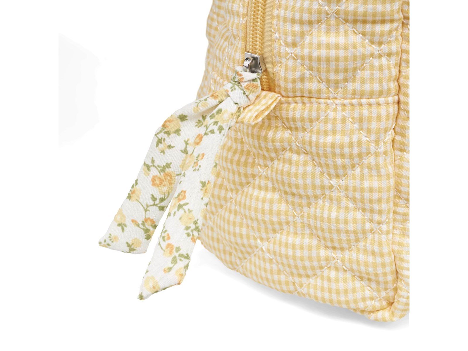 Karen Large toiletry bag in yellow checkered quilt