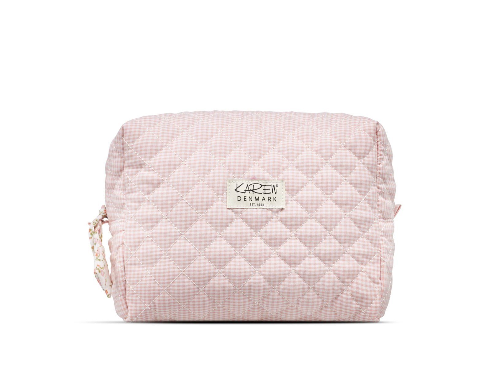 Karen Large toiletry bag in pink checkered quilt