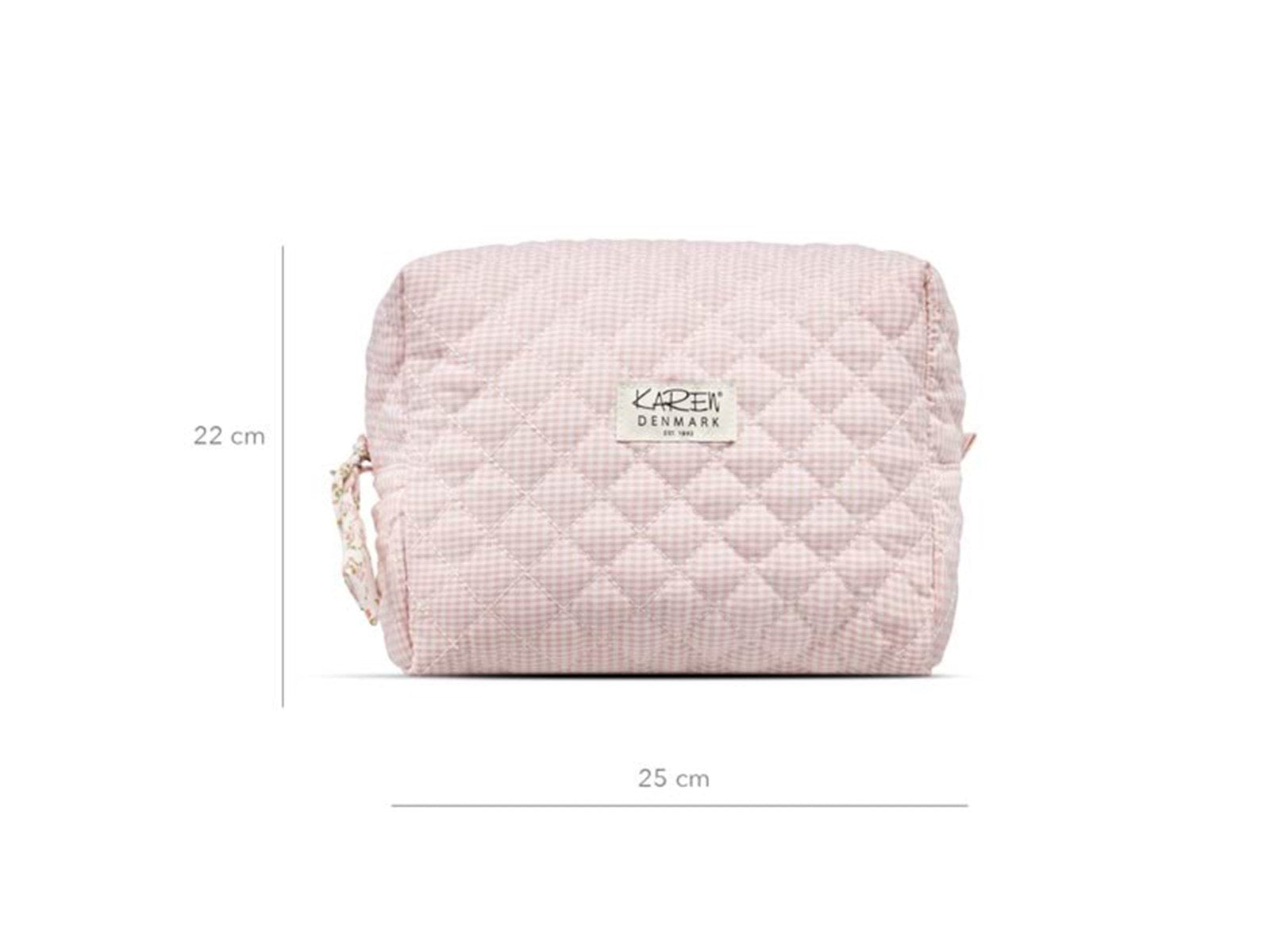 Karen Large toiletry bag in pink checkered quilt