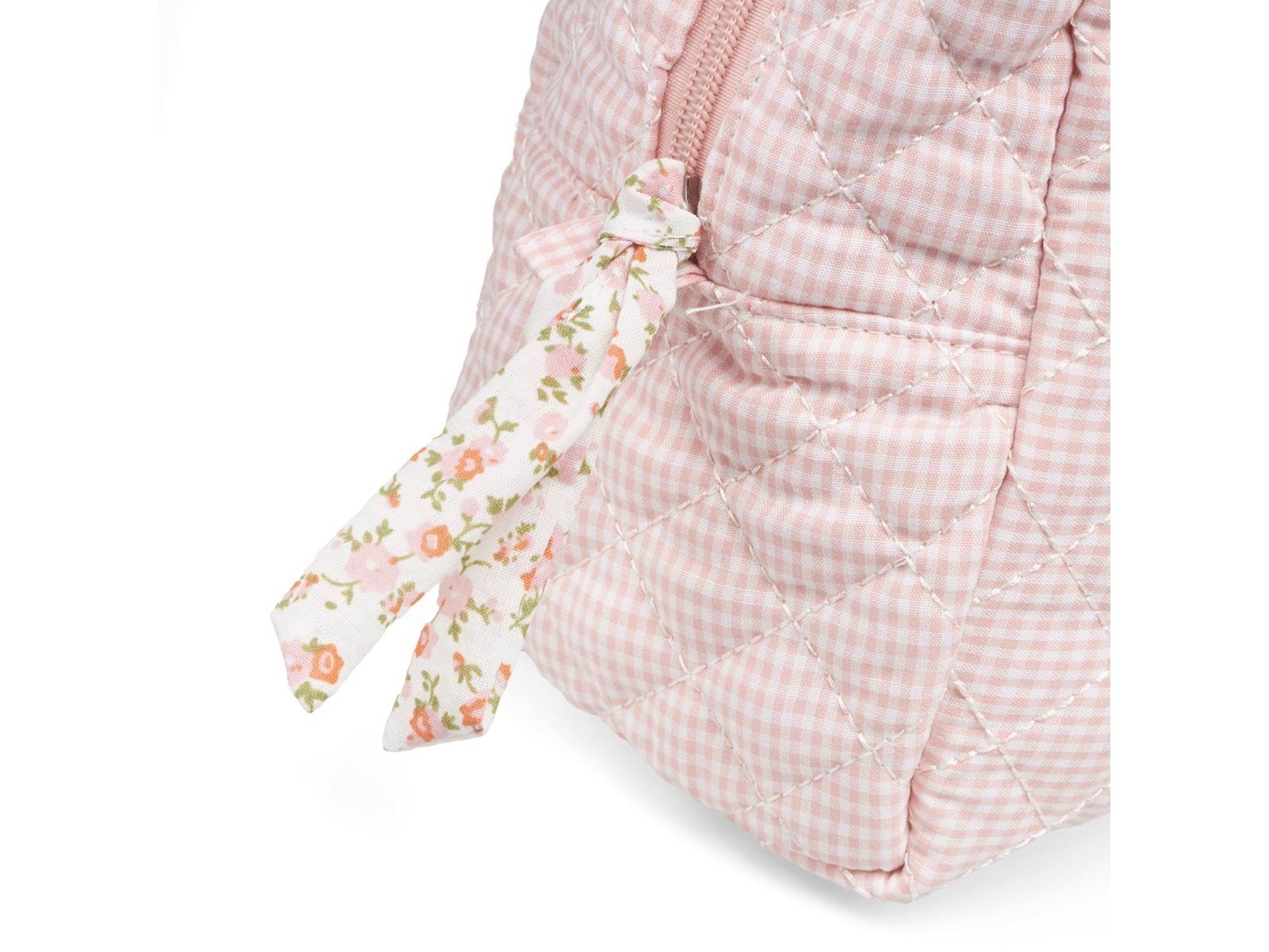 Karen Large toiletry bag in pink checkered quilt