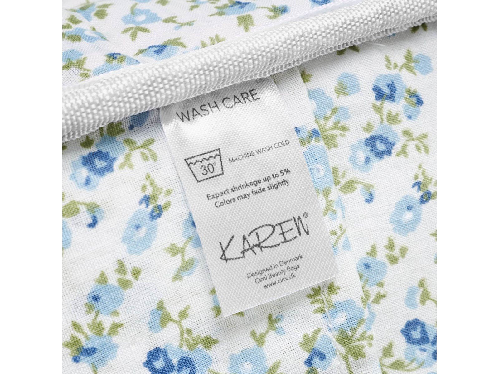 Karen Large toiletry bag with handle in green/white striped quilt
